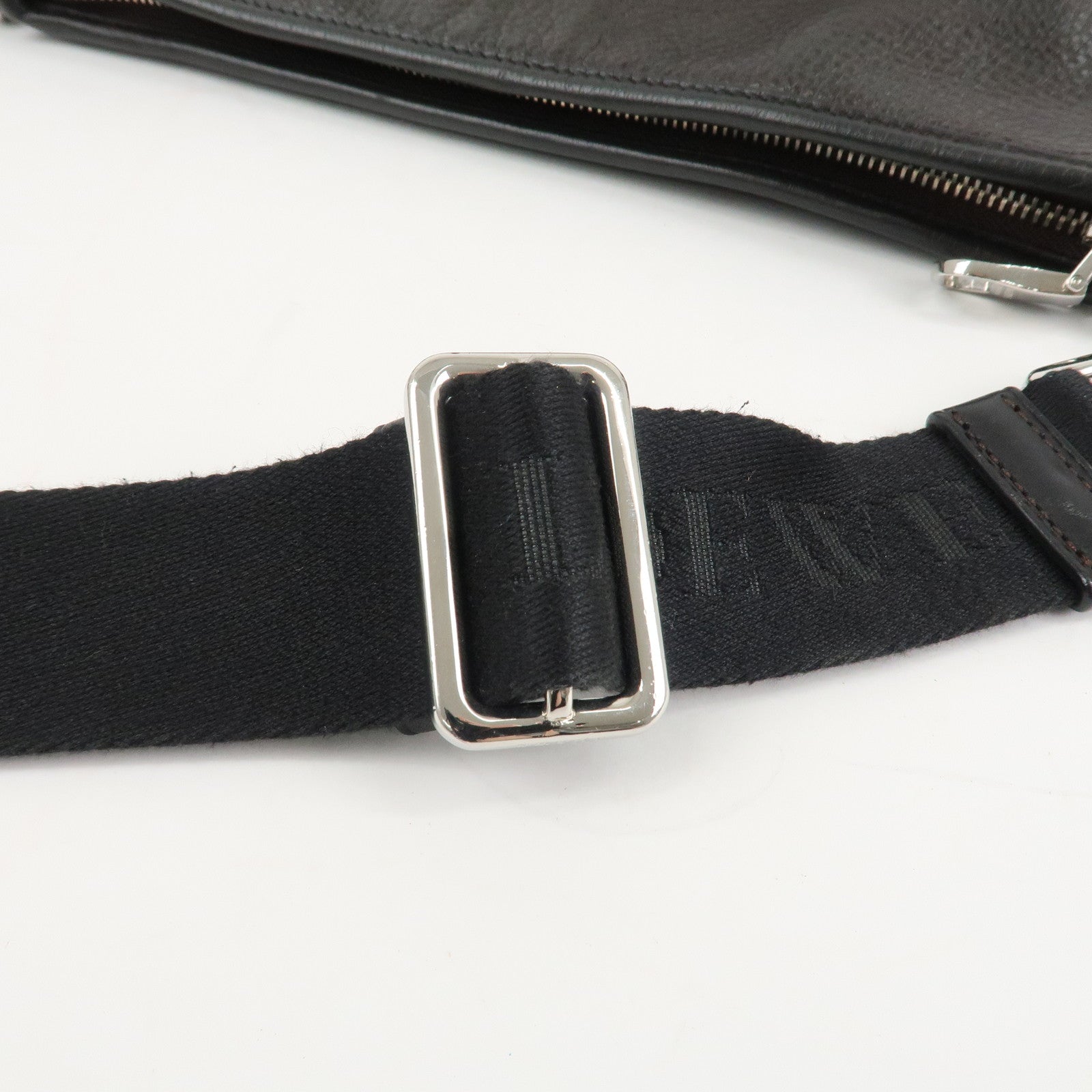 LOEWE Anagram Leather Shoulder Bag Dark Brown Used