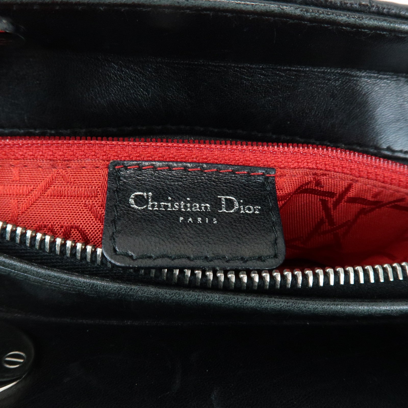 Christian Dior Cannage Leather Tote Bag Hand Bag Black