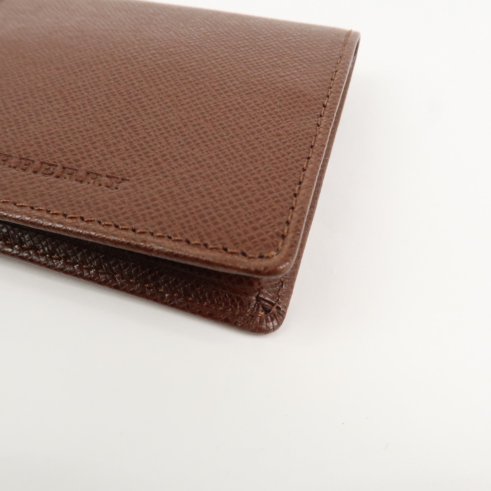 BURBERRY Logo Leather Compact Coin Case Brown