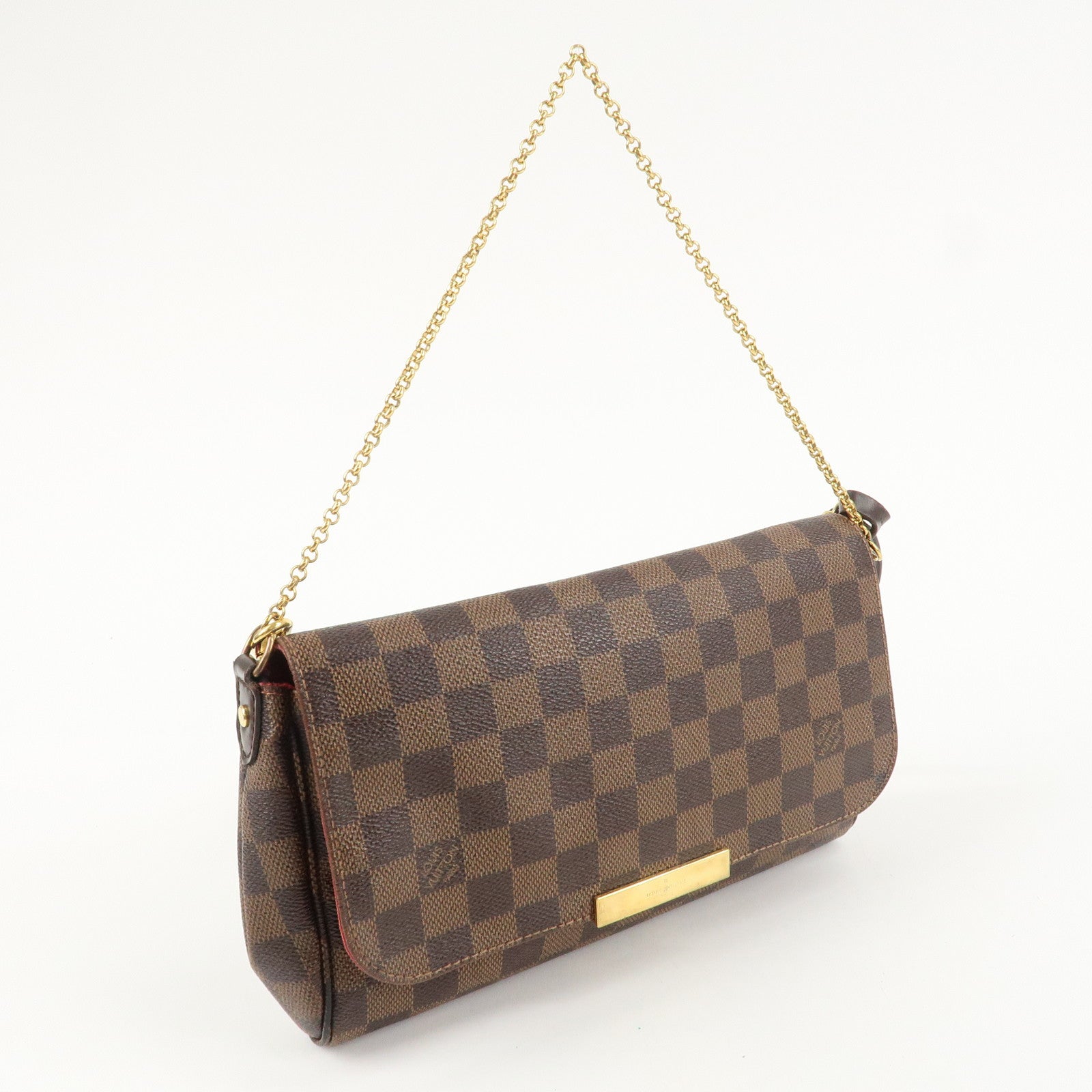 Louis Vuitton Damier Favorite MM Canvas Leather Shoulder Bag FL4126 Used
