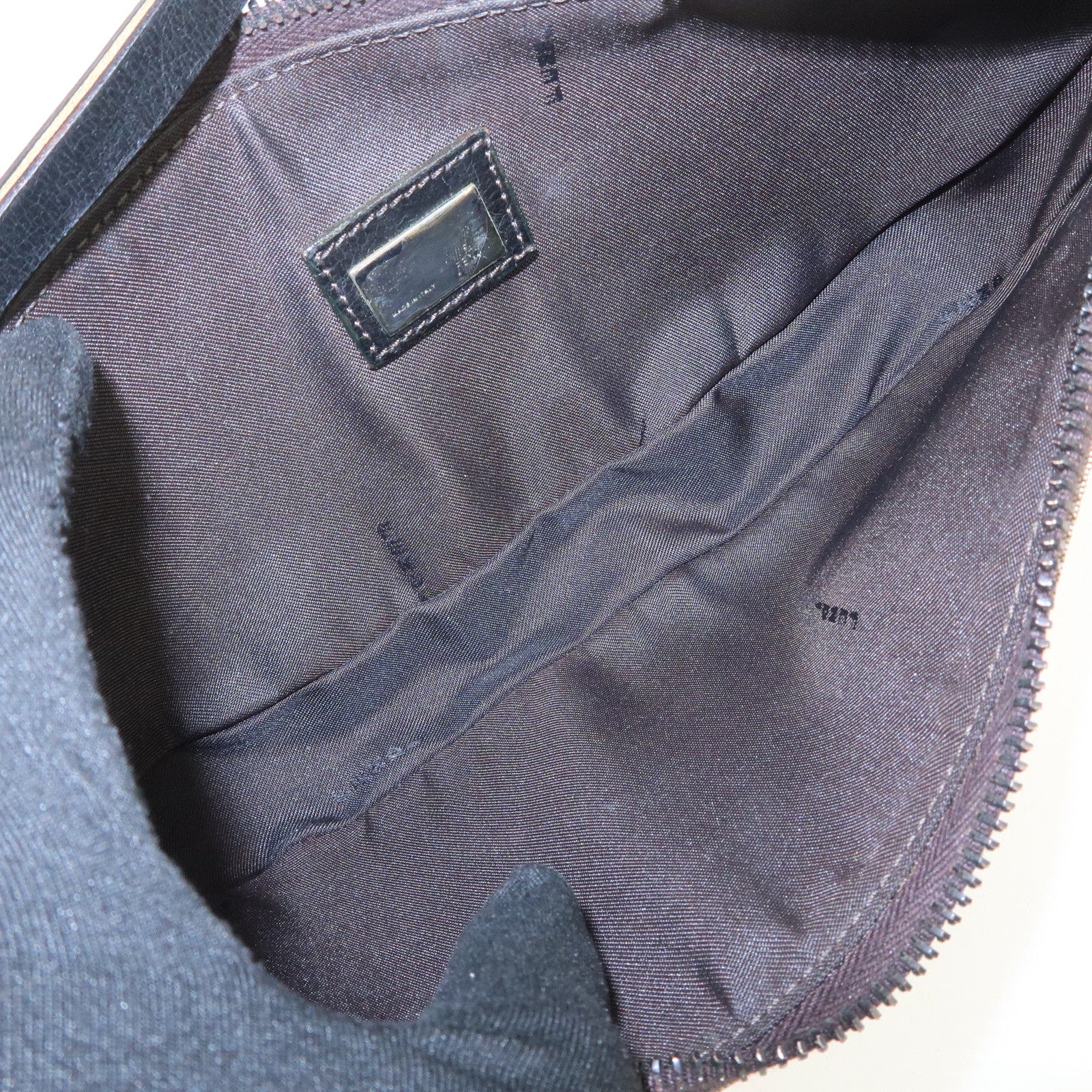 FENDI Zucchino Canvas Leather Shoulder Bag Brown Beige 8BR133 Used