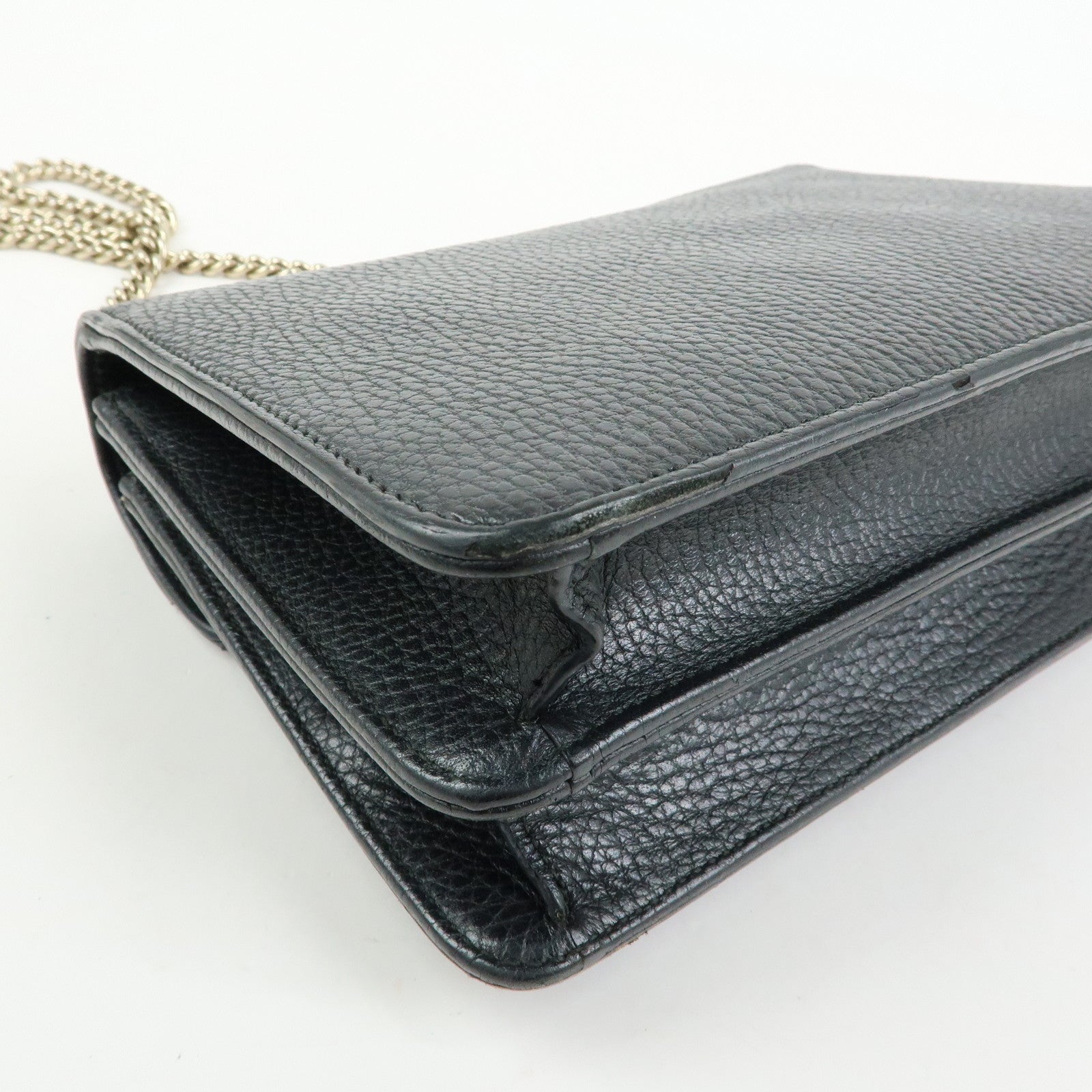 GUCCI Interlocking G Leather Chain Shoulder Bag Black 510304