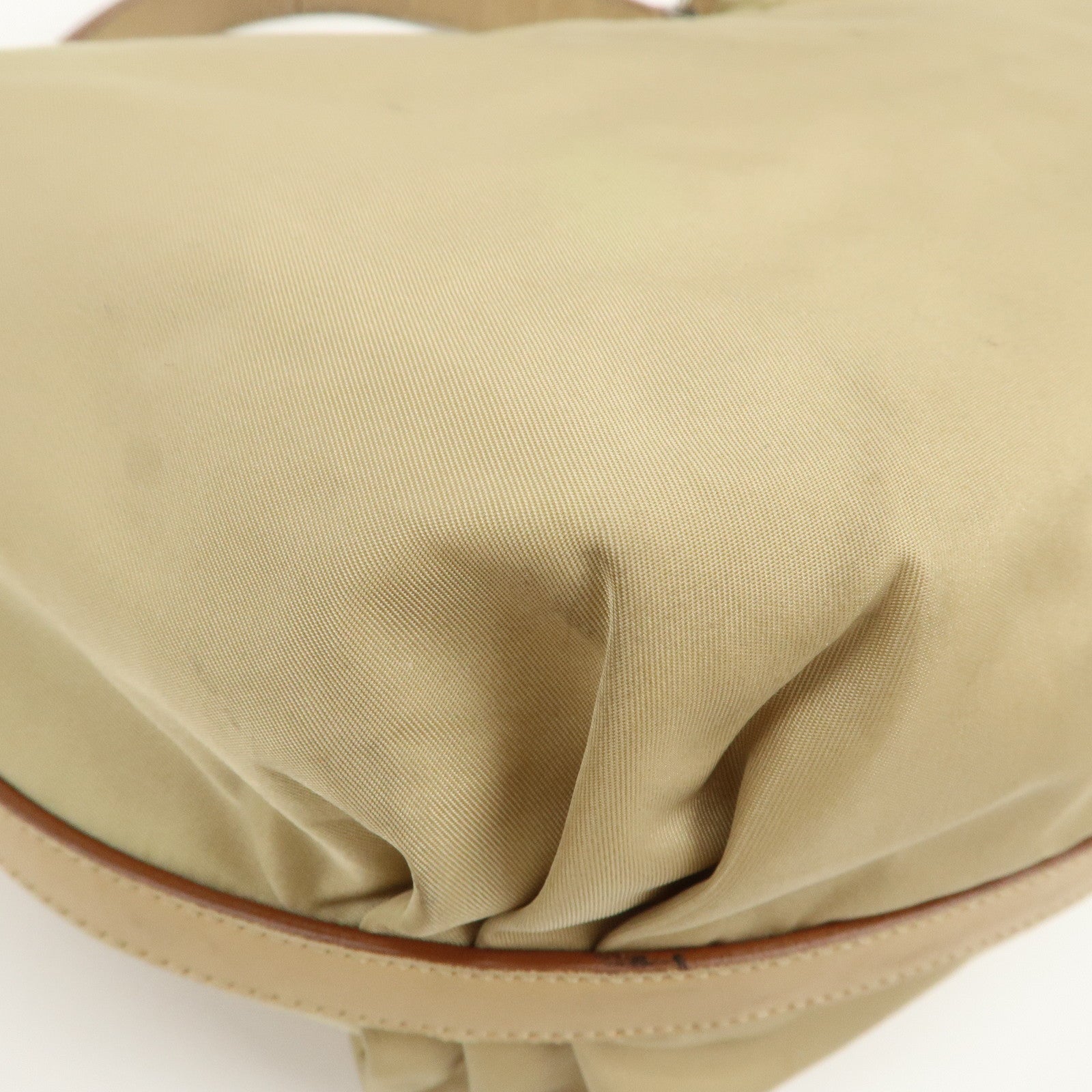 PRADA Logo Nylon Leather Shoulder Bag Hand Bag Beige BR3315