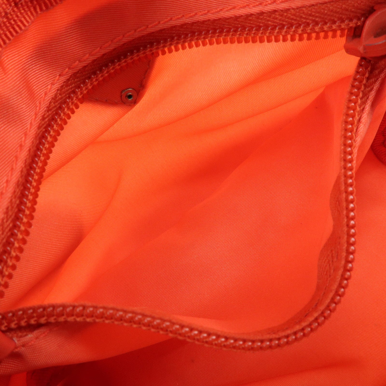 PRADA Triangel Logo Nylon Leather Pouch Cosmetic Case Coral