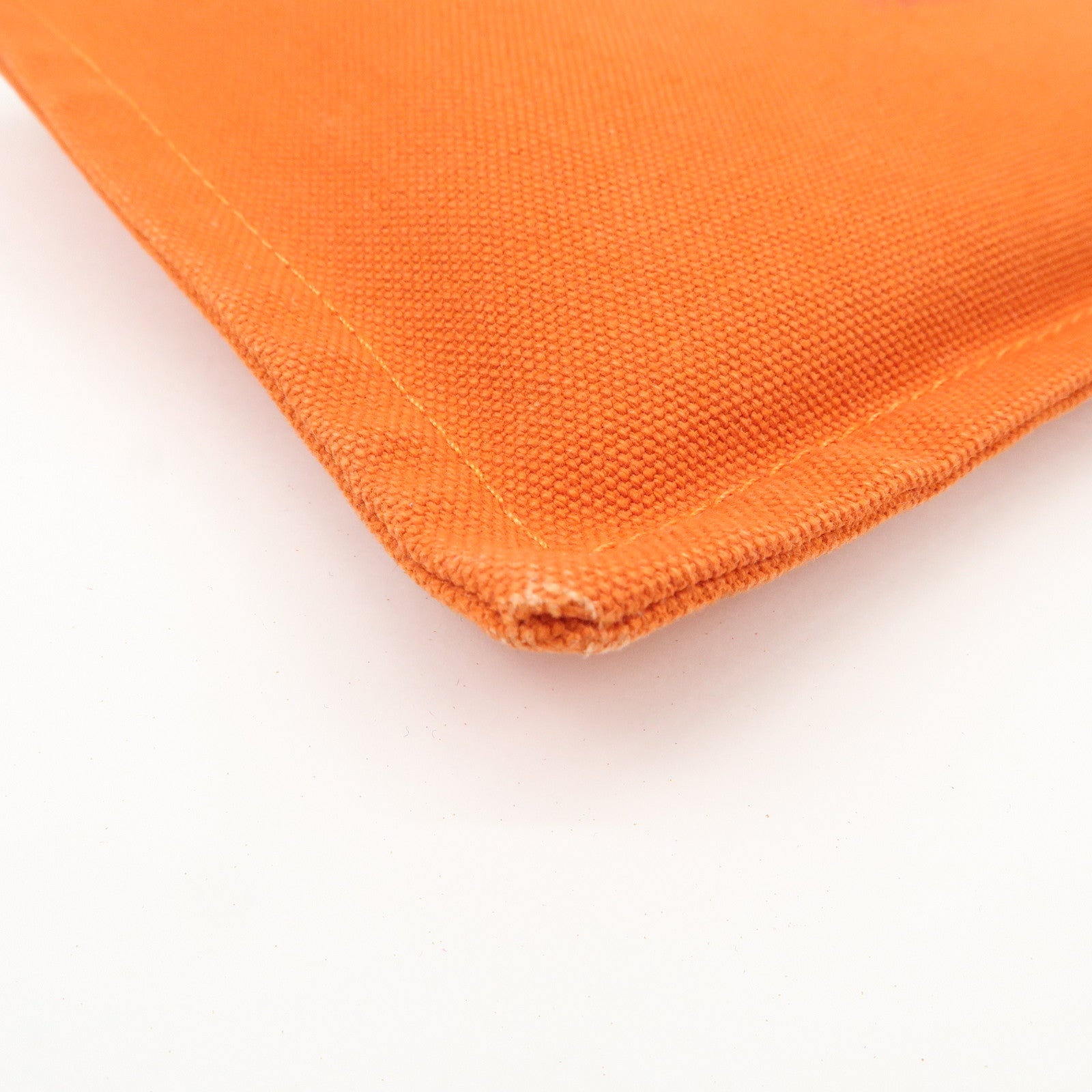 HERMES Set of 2 Canvas Leather Pouch Cosmetic Pouch Orange Red Used