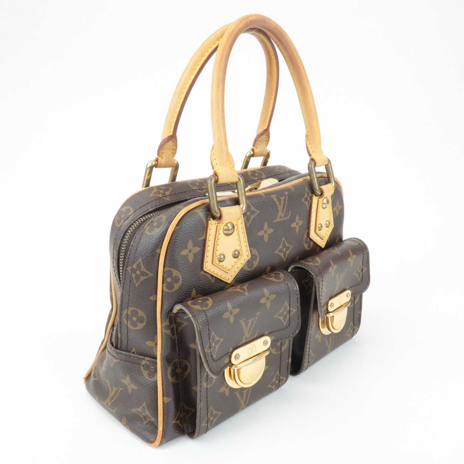 Louis Vuitton Monogram Manhattan PM Hand Bag Brown M40026