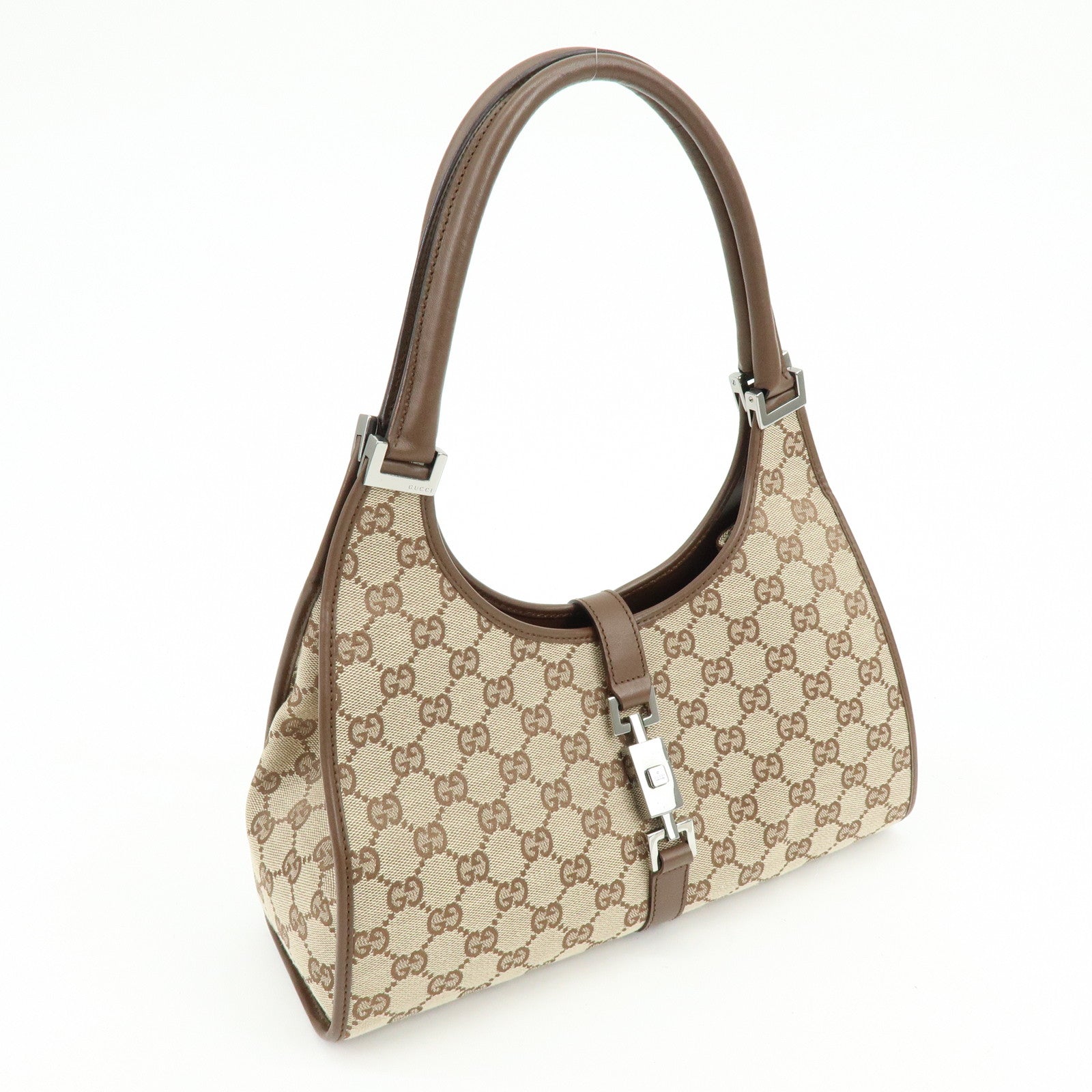 GUCCI Jackie GG Canvas Leather Shoulder Bag Hand Bag Brown 002.1067