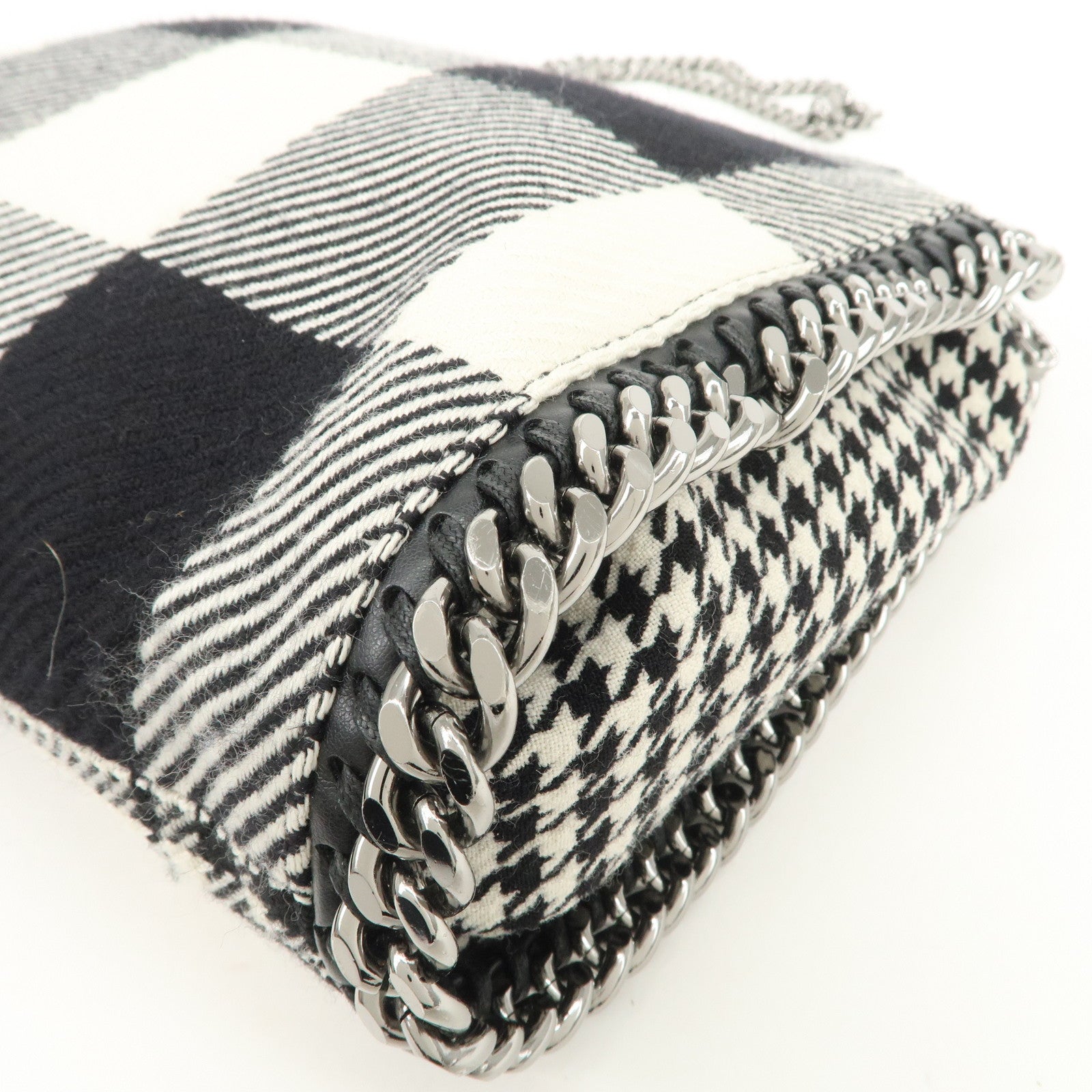 STELLA MCCARTNEY Wool Falabella 2Way Bag Hand Bag Black White
