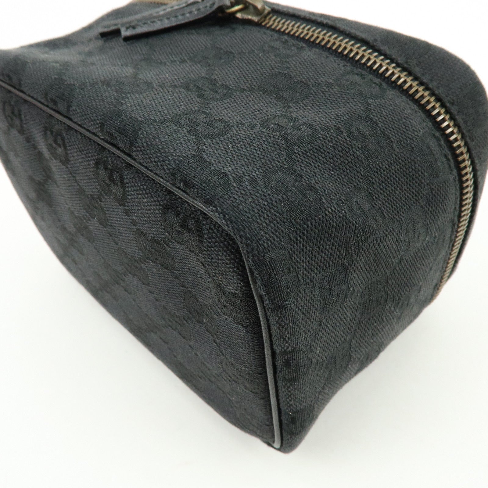 GUCCI GG Canvas Leather Vanity Case Cosmetic Pouch Black 106646