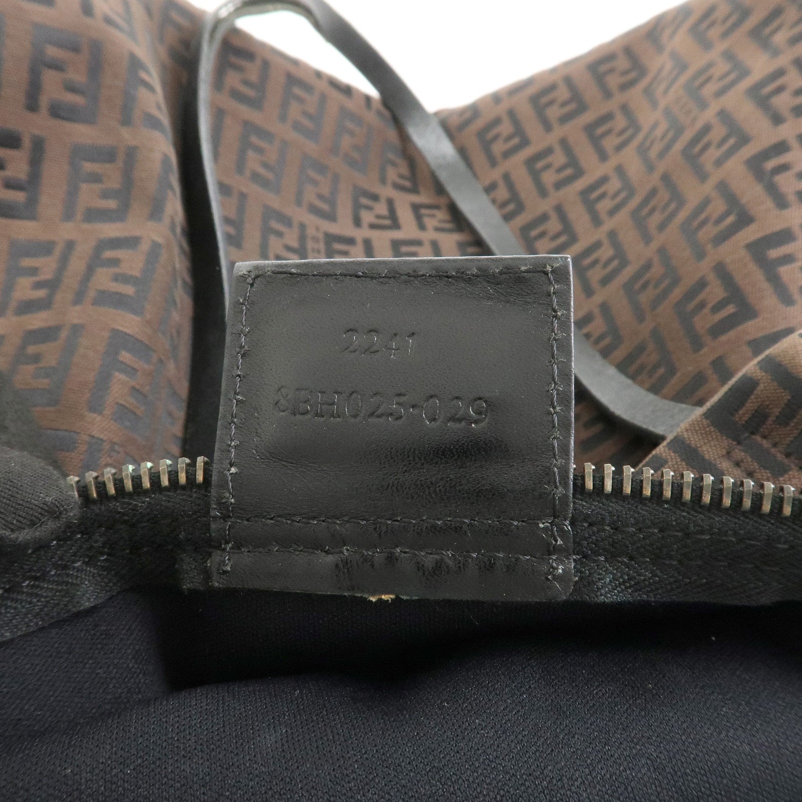 FENDI Zucchino Canvas Leather Tote Bag Shoulder Bag Brown 8BH025