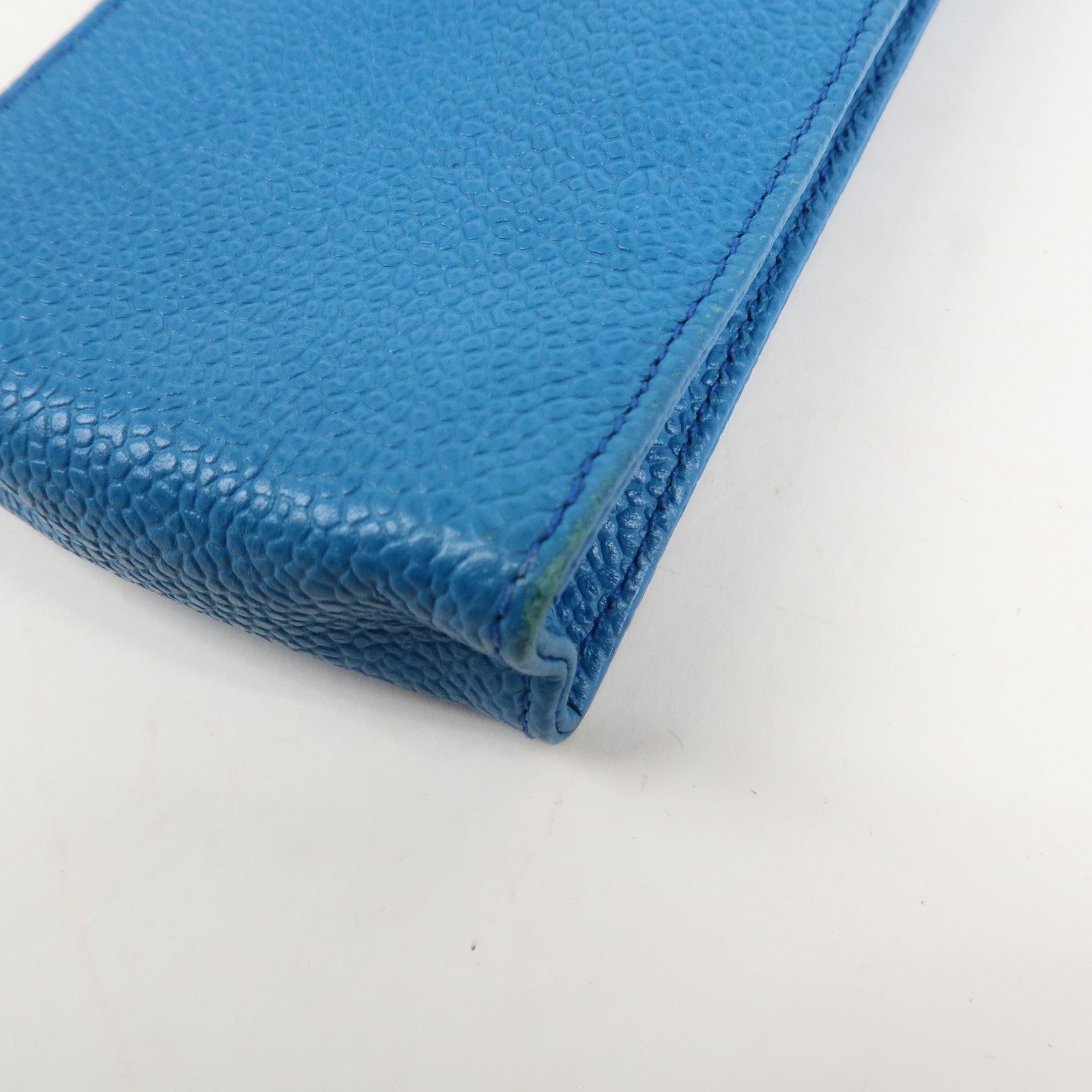 CHANEL COCO Mark Caviarskin Pen Case Glasses Case Blue Used