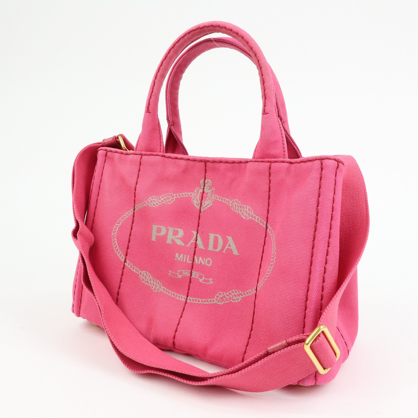 PRADA Triangle Logo Canapa Mini 2Way Hand Shoulder Bag Pink B2439G