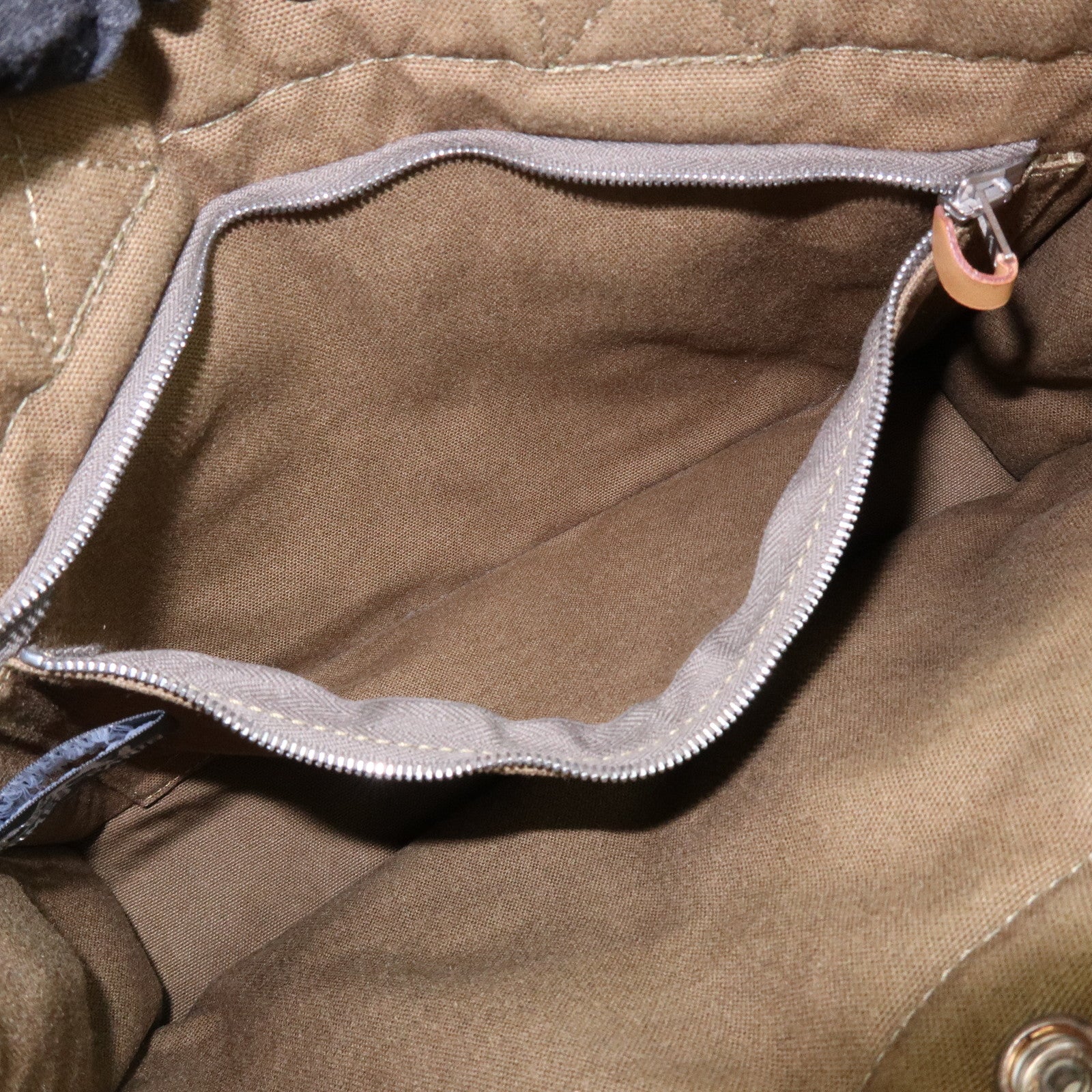 HERMES Canvas Fourre tout PM Hand Bag Tote Bag Khaki