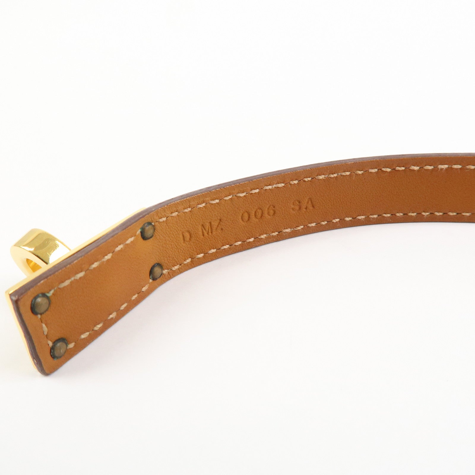 HERMES Mini Kelly Double Tour Bracelet Bangle D Stamped Gold