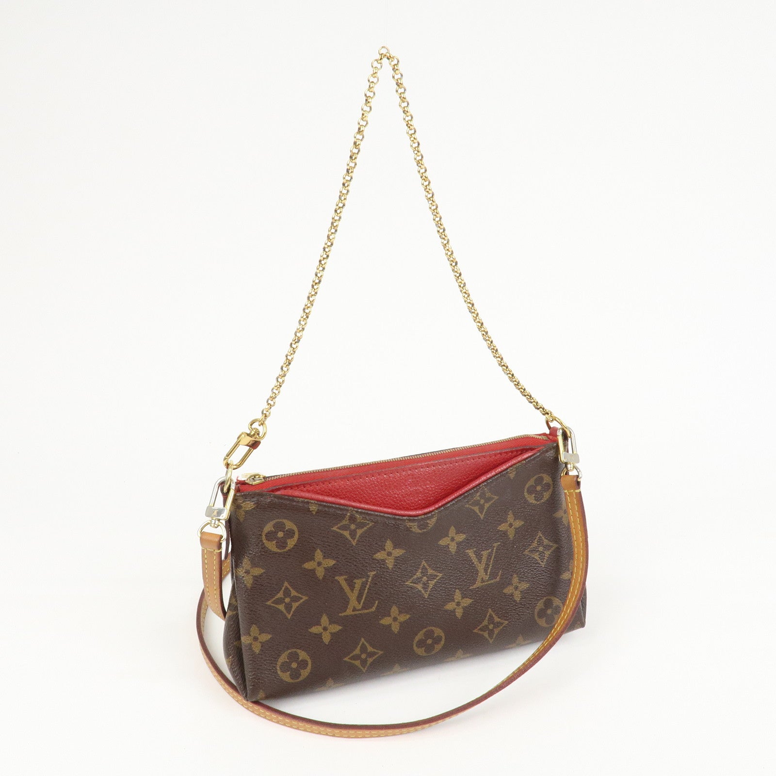 Louis Vuitton Monogram Pallas Clutch 2Way Bag Cerise M41638