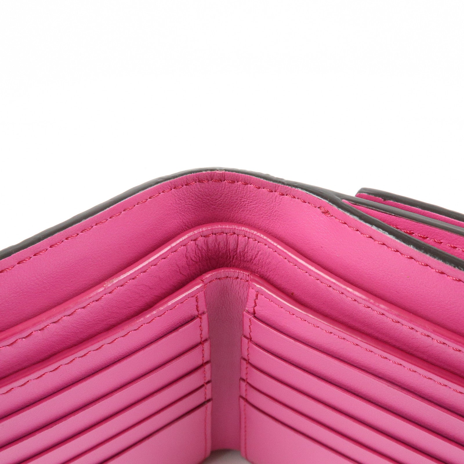 FENDI Peekaboo Leather Bi-fold Compact Wallet Pink 8M0438