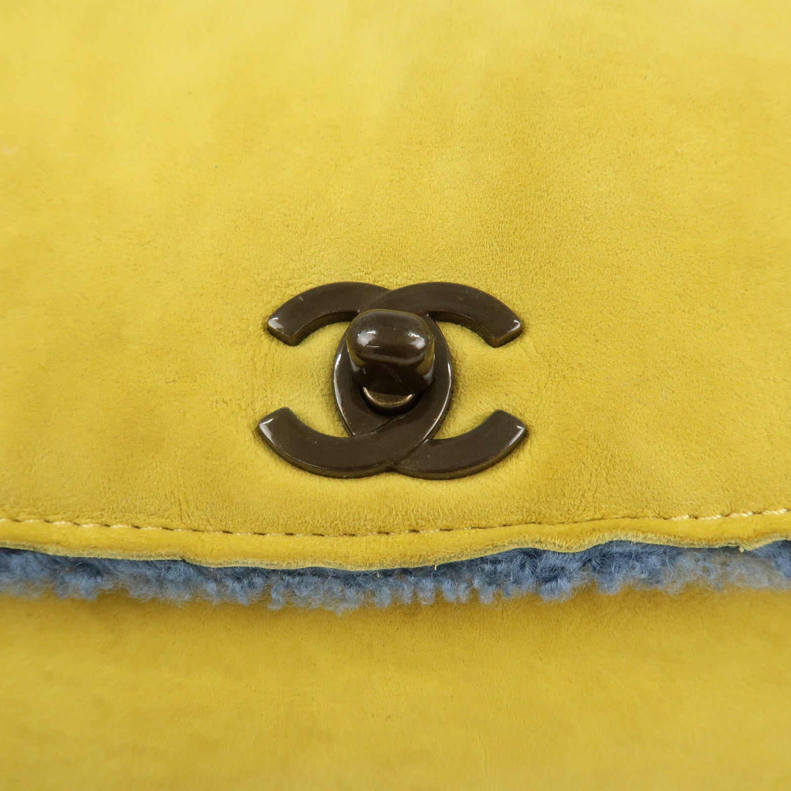 CHANEL COCO Mark Mouton Clutch Bag Yellow Blue
