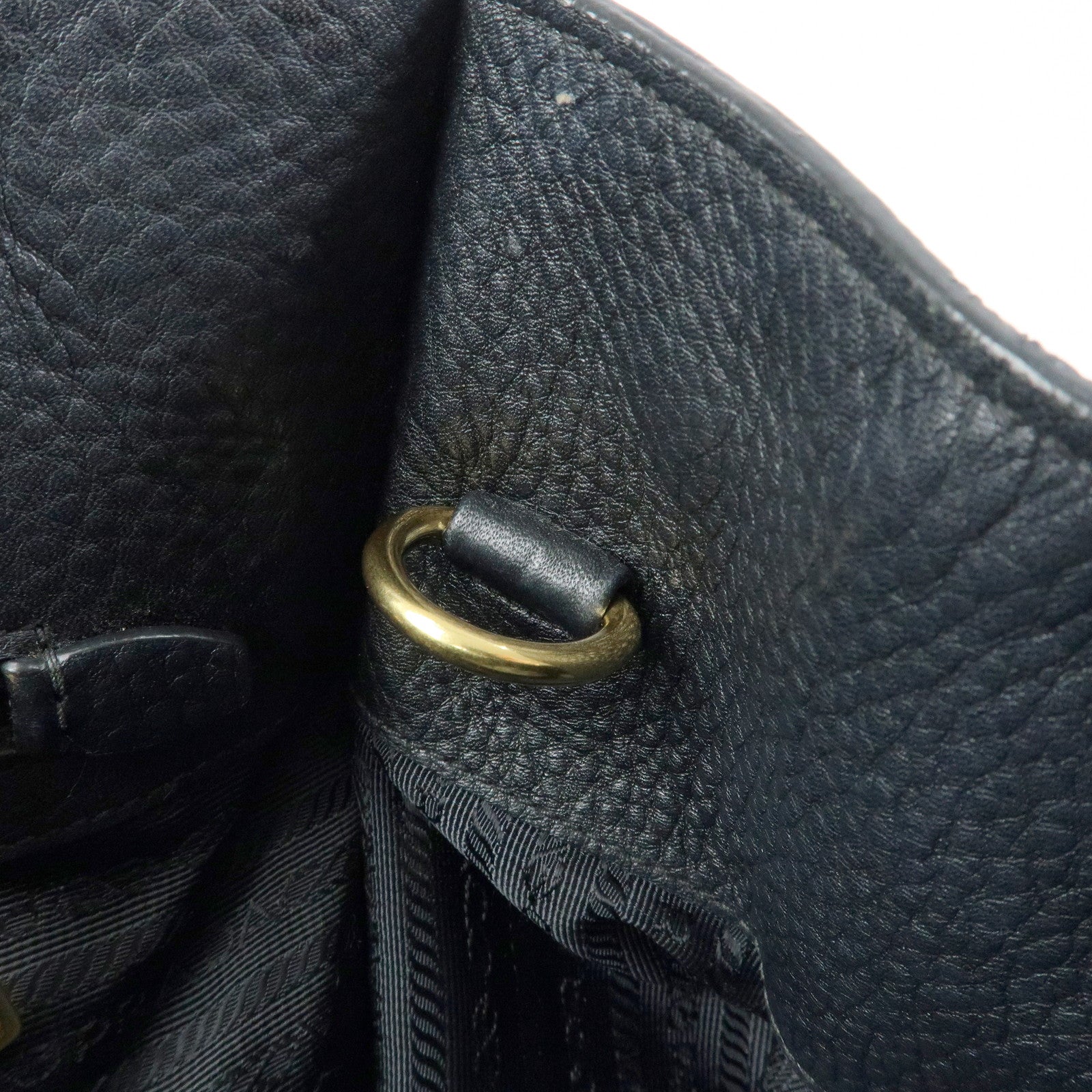 PRADA Triangle Logo Calf Leather 2Way Hand Bag Shoulder Bag Black