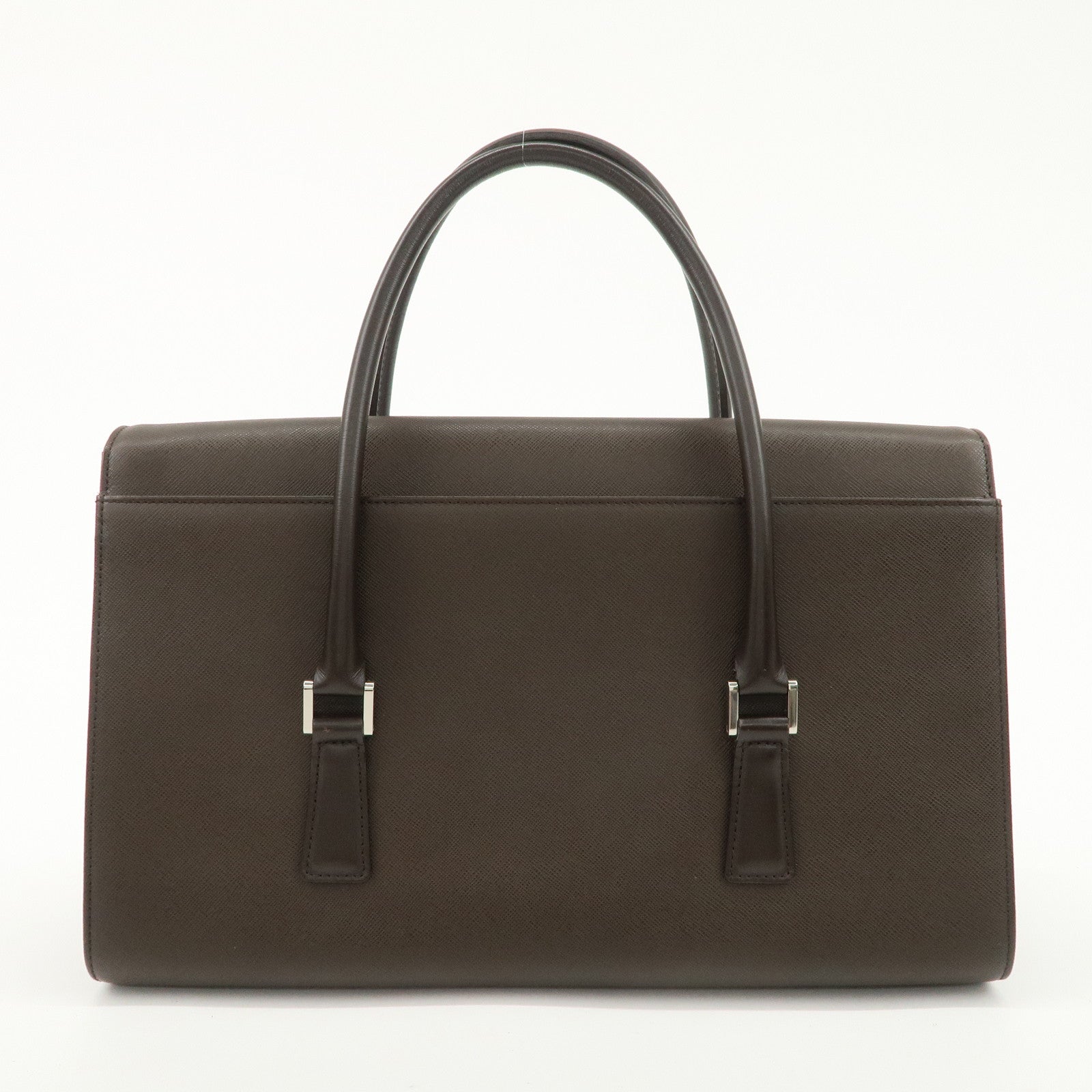 BURBERRY Leather Hand Bag Dark Brown