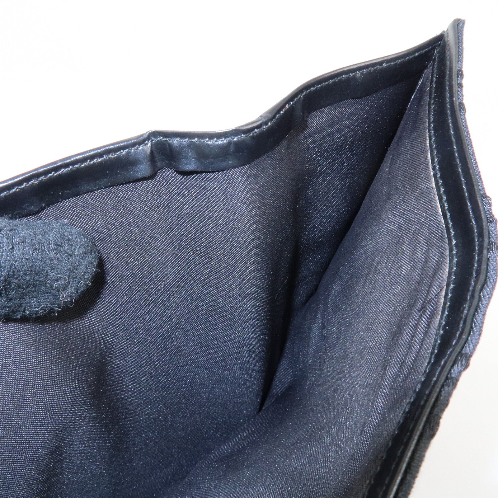 FENDI Zucchino Canvas Leather Tri-fold Wallet Black 8M0011 Used