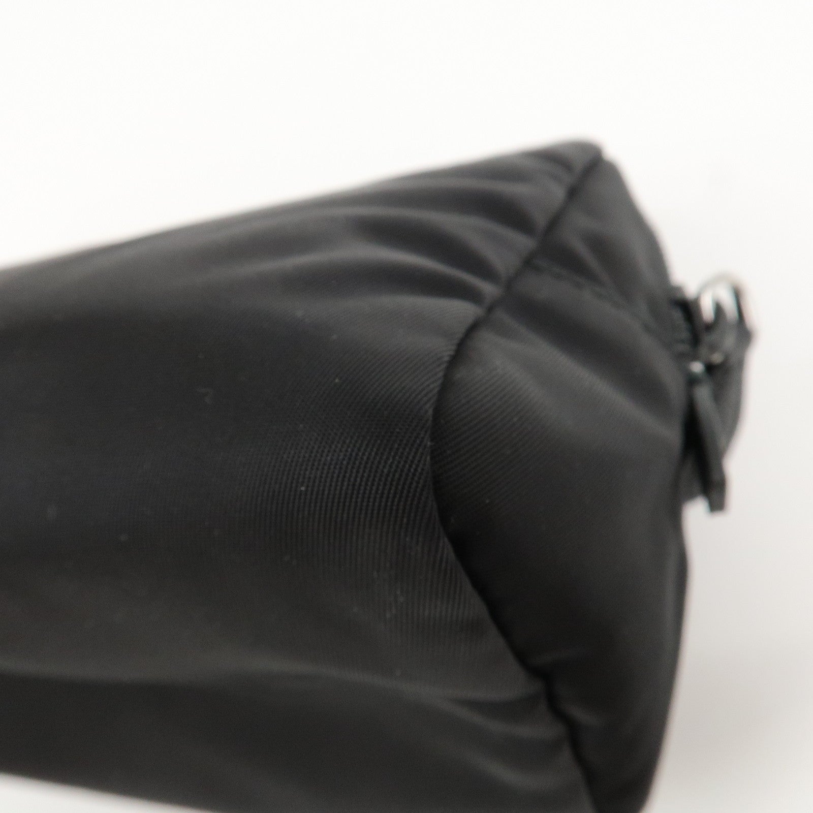 PRADA Logo Nylon Leather Pouch Cosmetic Pouch Black 1NE693