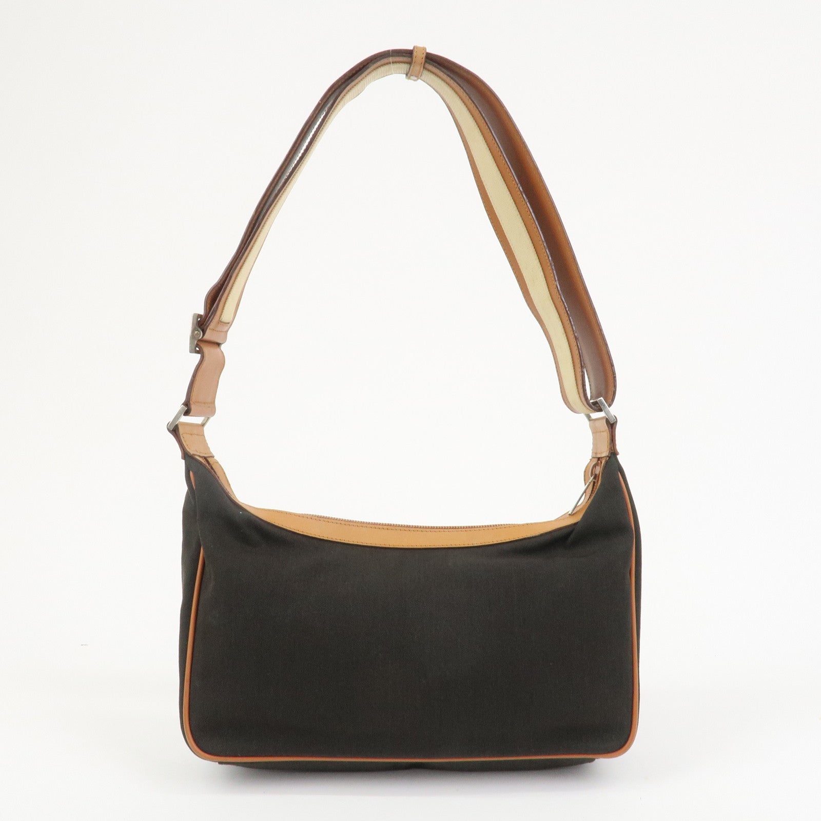 GUCCI Canvas Leather Shoulder Bag Hand Bag Dark Brown 019・0460