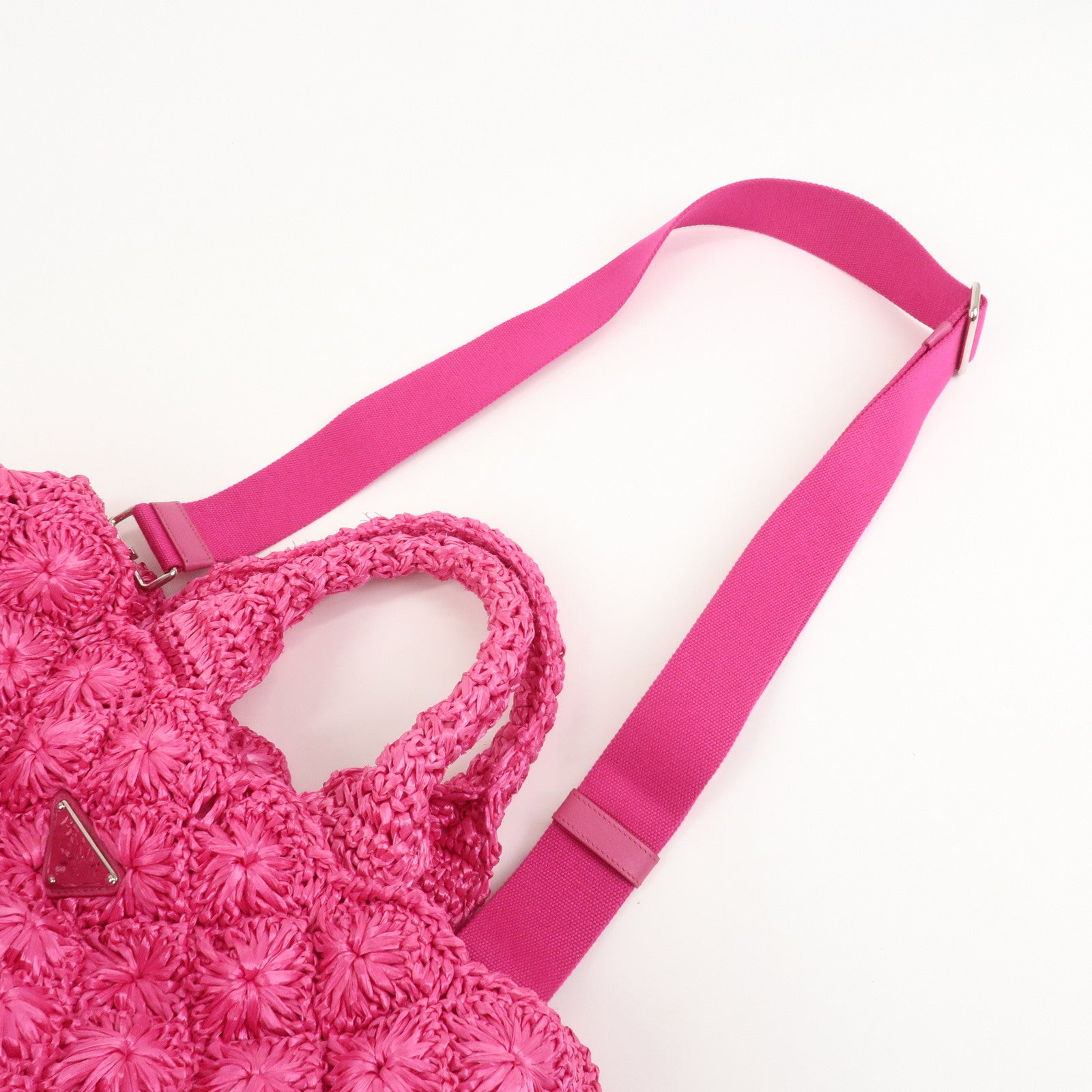 PRADA Canapa Raffia 2Way Bag Hand Bag Shoulder Bag Pink BN2888