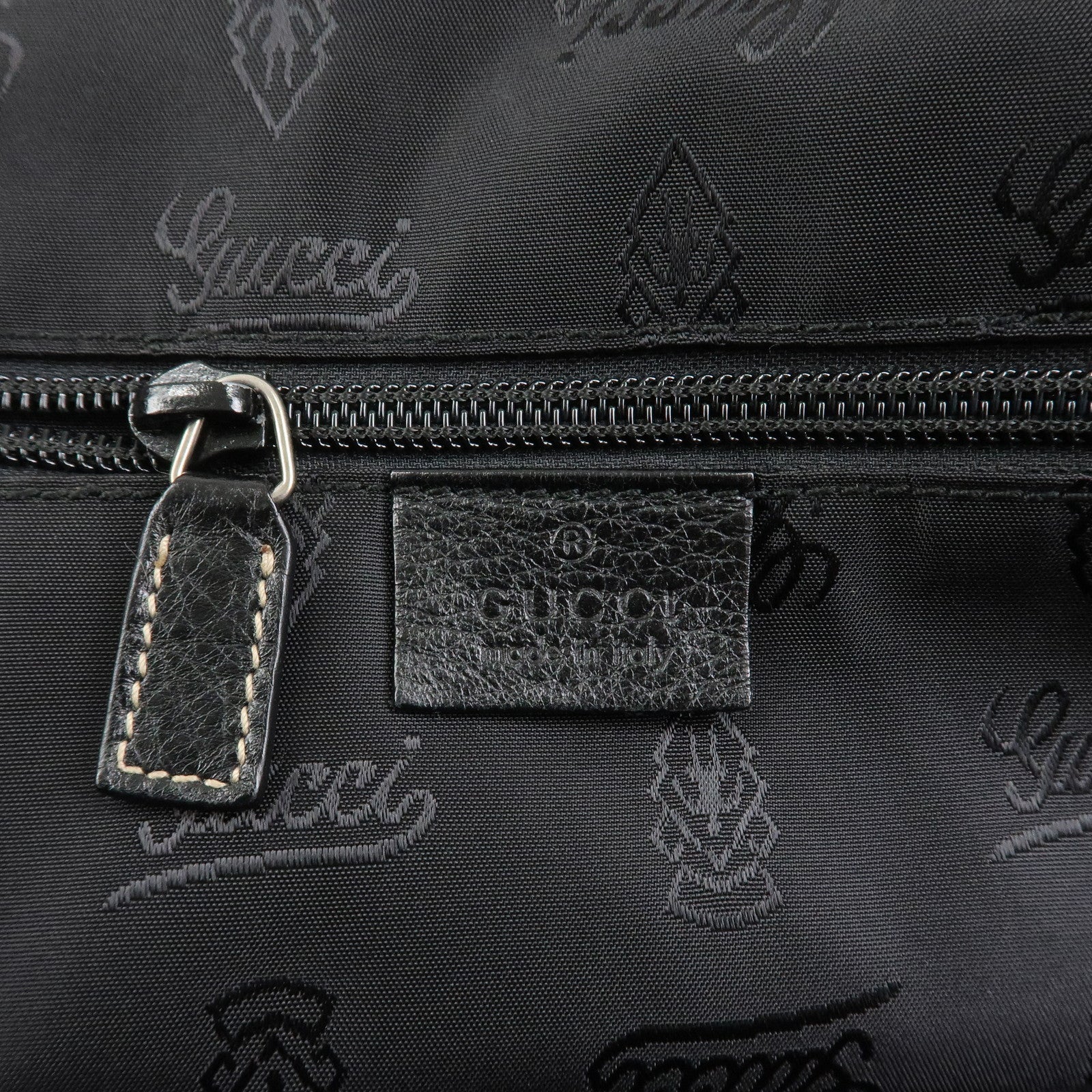 GUCCI Hysteria Leather Tote Bag Hand Bag Black 211126