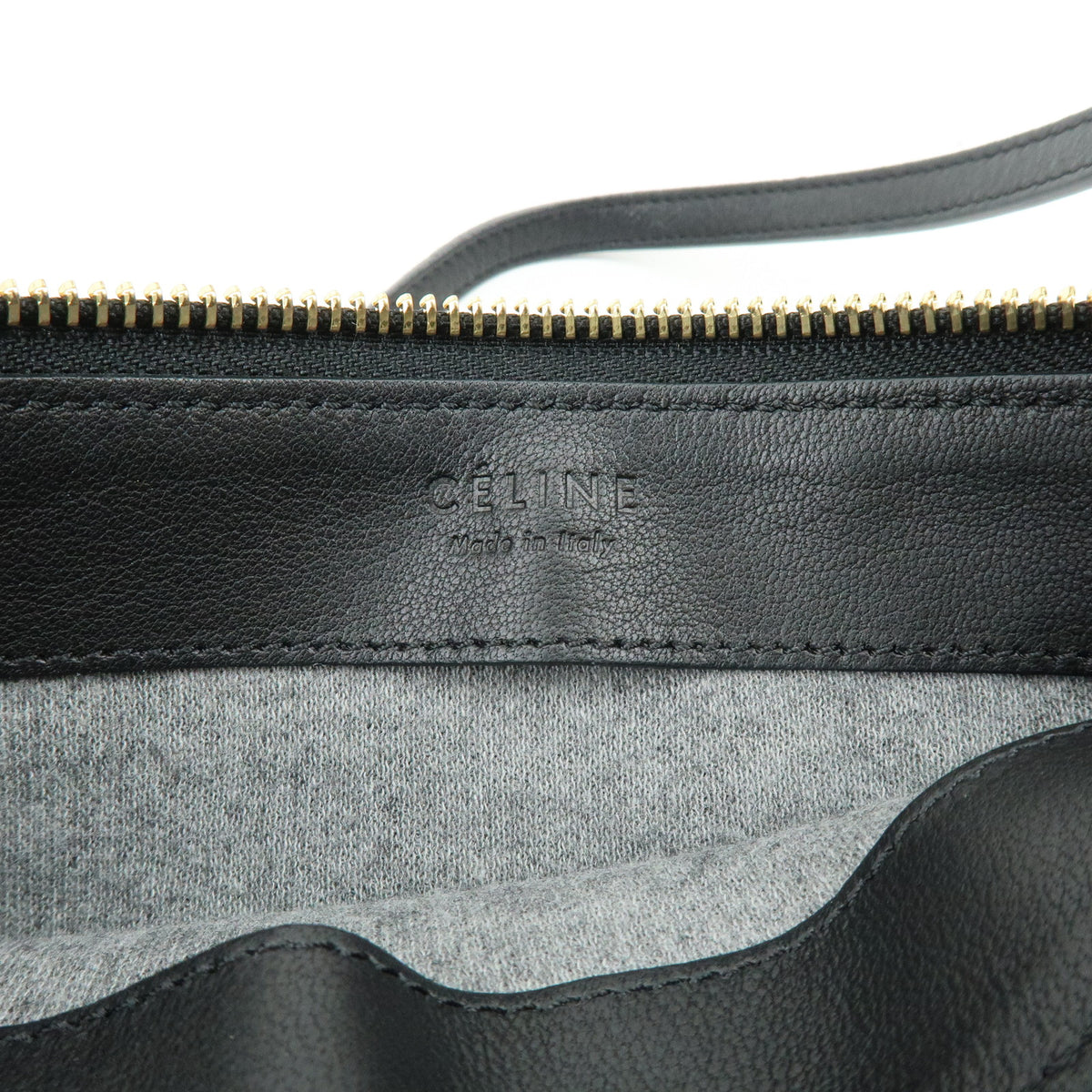 CELINE Trio Leather Shoulder Bag Crossbody Bag Black