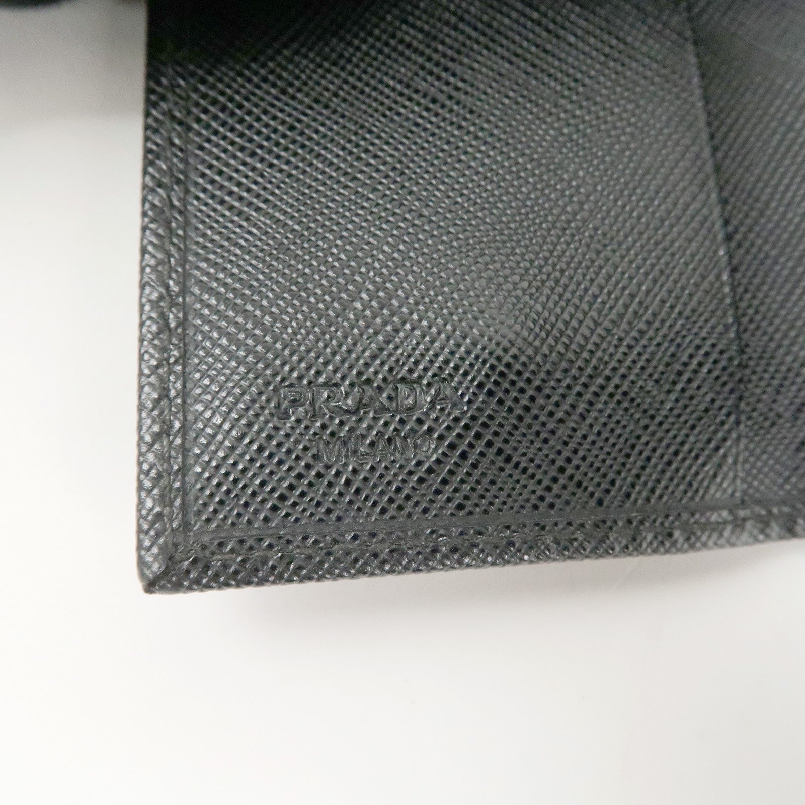 PRADA Triangle Logo Saffiano Leather Key Case Black 1M0222 Used