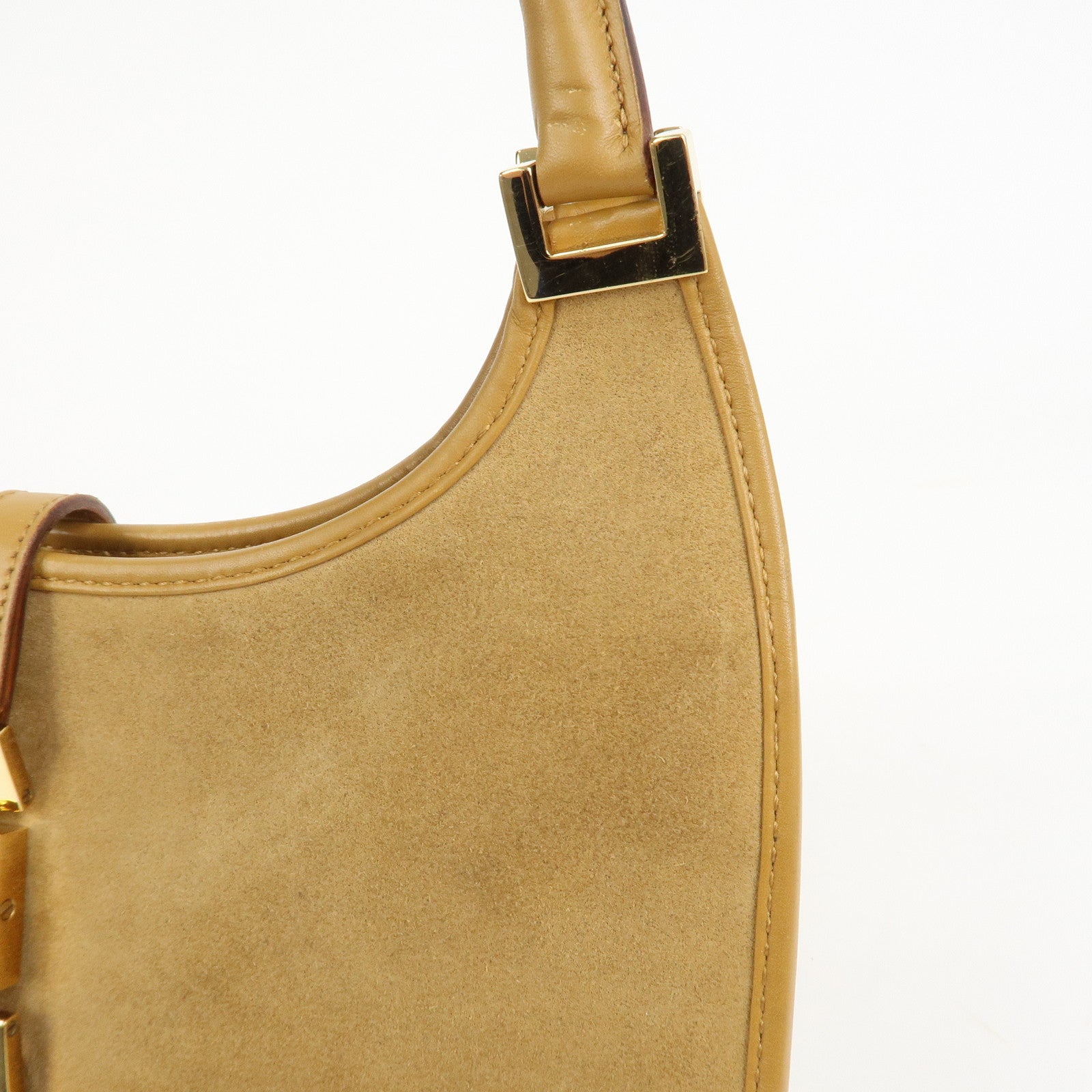 GUCCI Jackie Logo Suede Leather Shoulder Bag Light Brown 002・1068