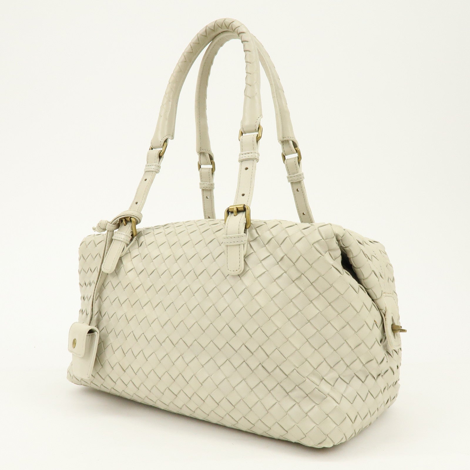 BOTTEGA VENETA Montaigne Intrecciato Leather Boston Bag 173398