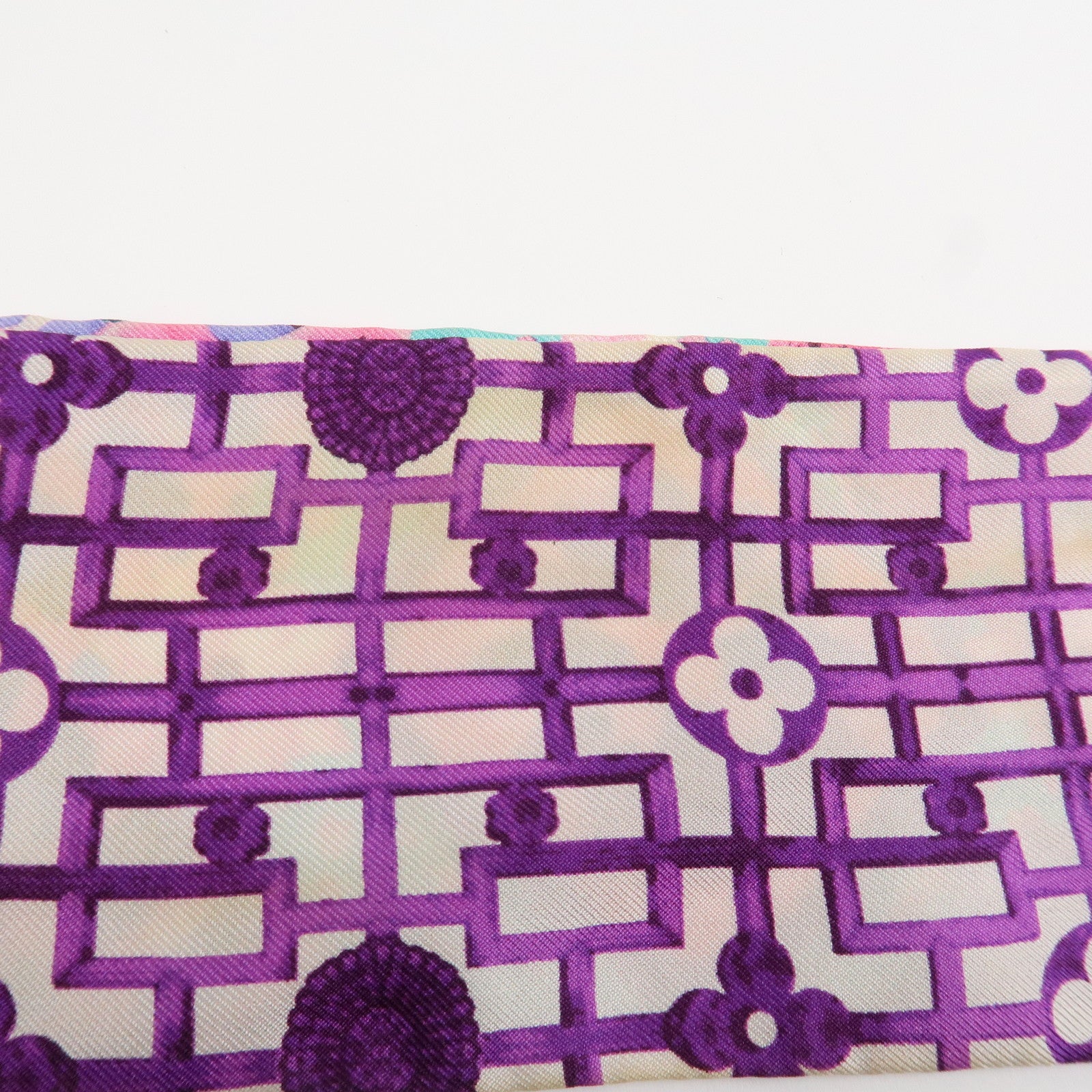 Louis Vuitton 100% Silk Bandeau Multicolor Purple Scarf Used