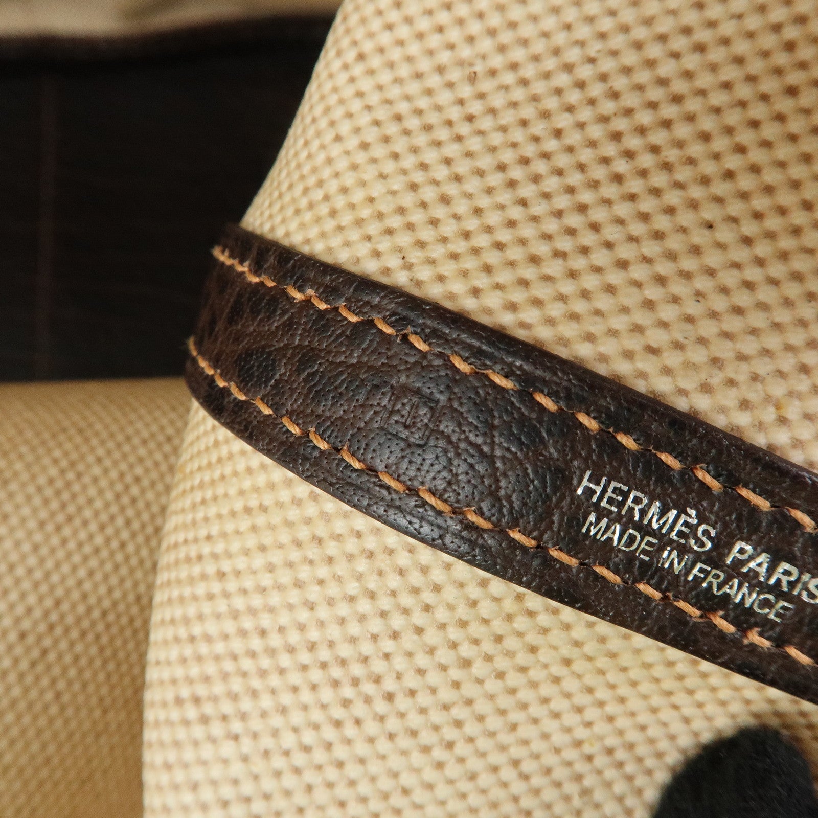 HERMES Garden Party PM Toile Ash Leather I Stamped Tote Bag Natural