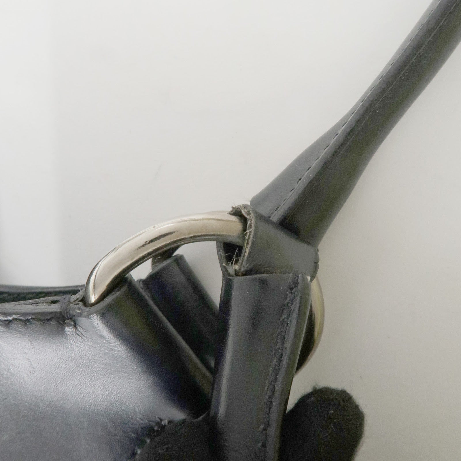 PRADA Moon Silhouette Shoulder Bag Hand bag Black Silver HDW BR0828 Used