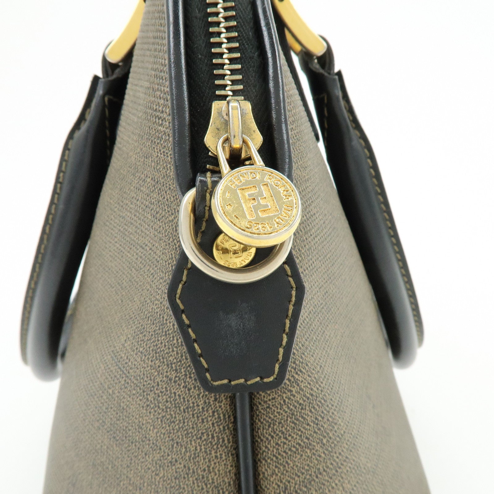 FENDI Leather 2Way Bag Hand Bag Shoulder Bag Crossbody Bag Brown