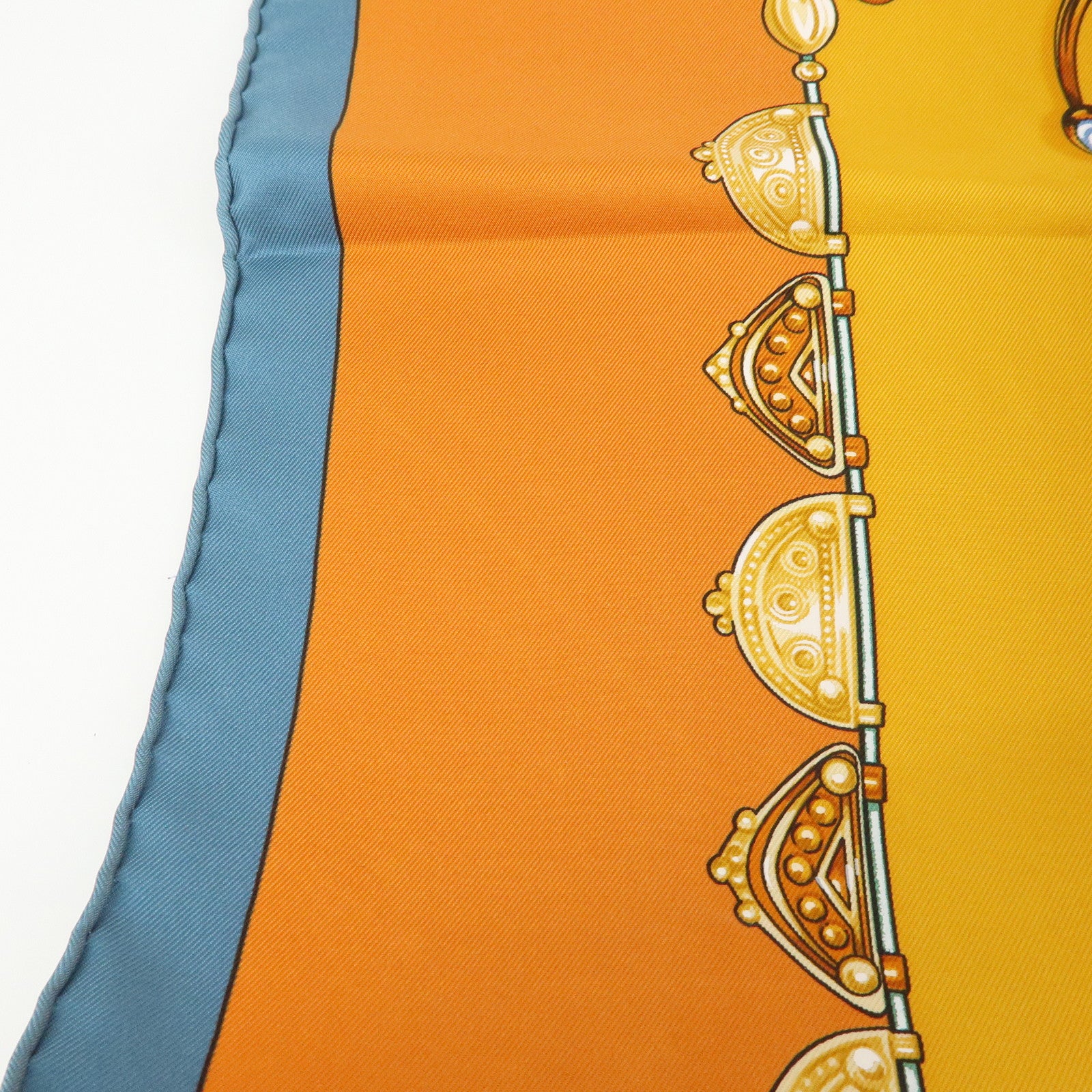 HERMES Carre 90 Silk 100% PARURES DES SABLES Scarf Orange