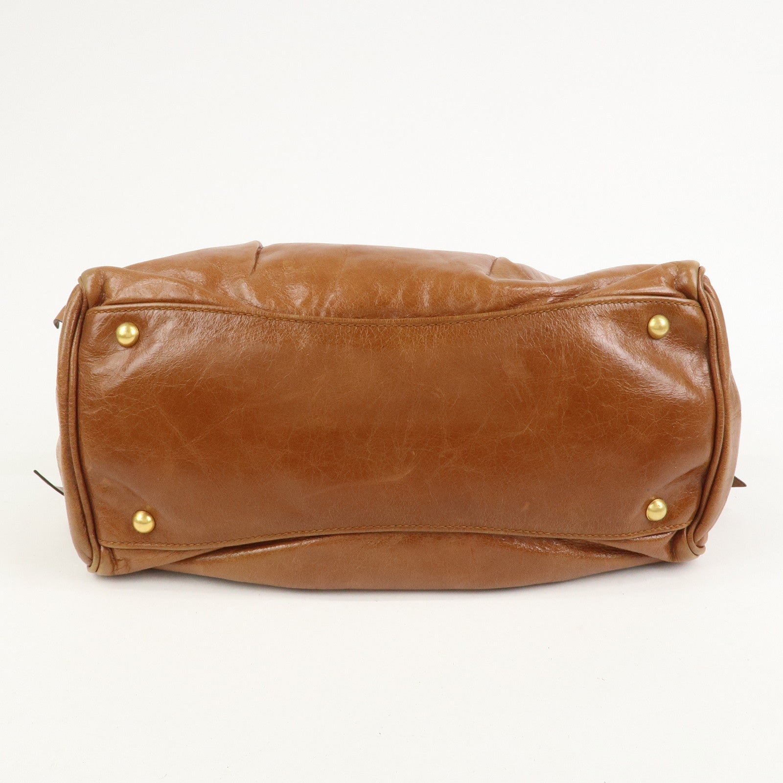 MIU MIU Side Ribbon Leather 2Way Bag Hand Bag Shoulder Bag Brown