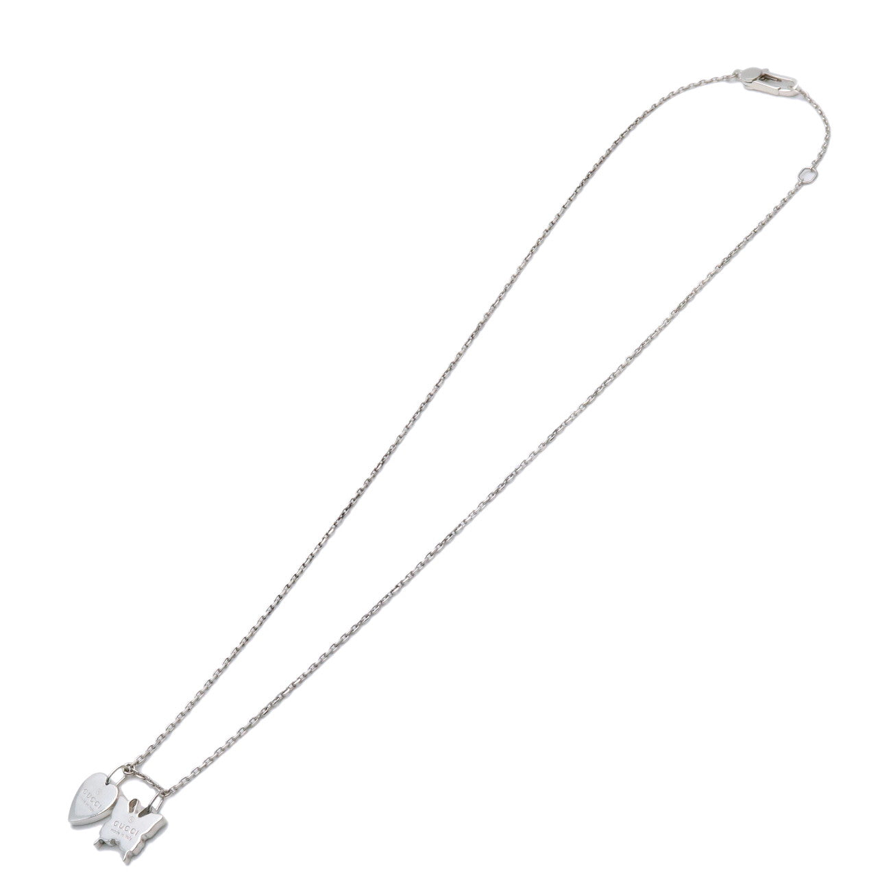 GUCCI Butterfly Heart Motif Necklace SV925 Silver 223983