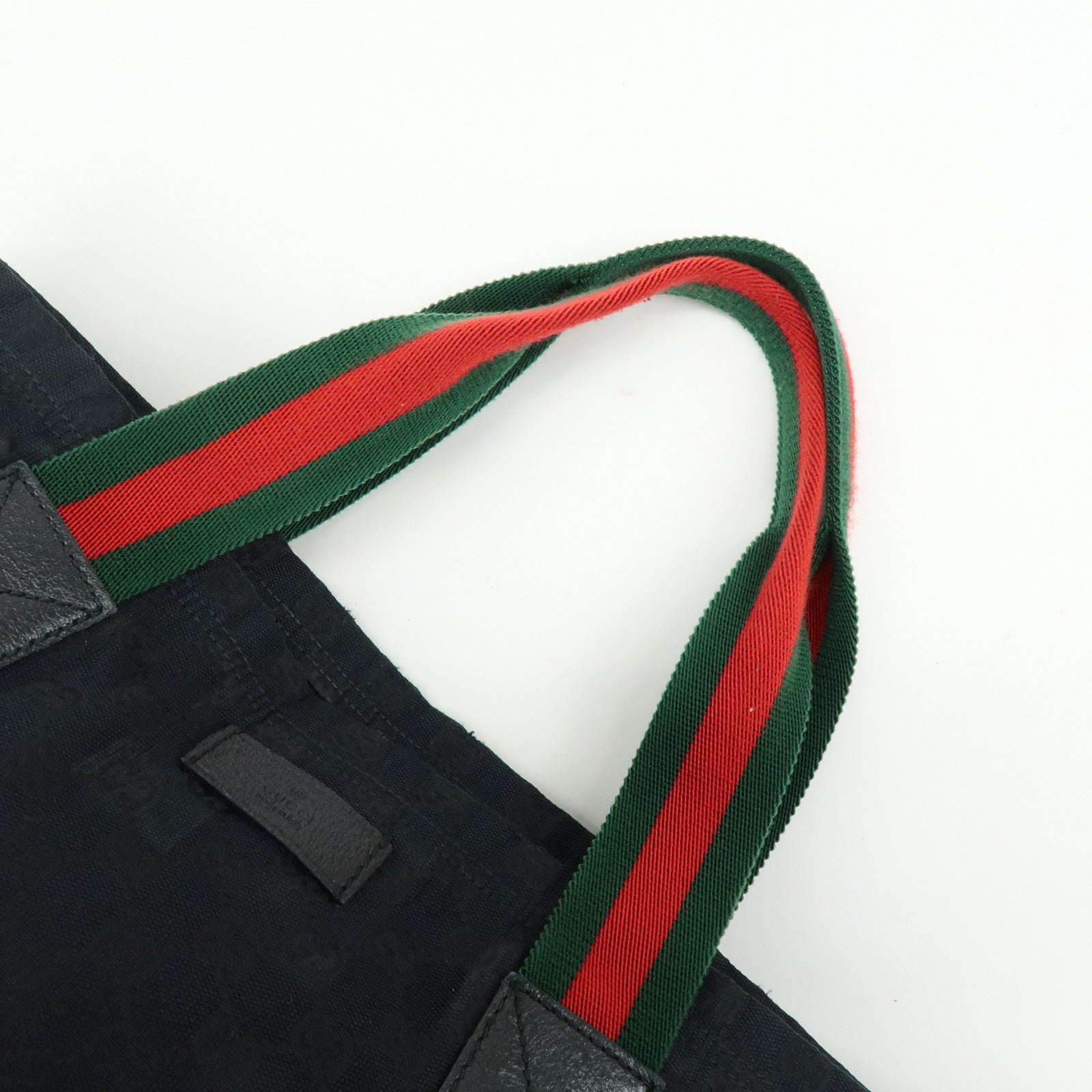 GUCCI Sherry GG Canvas Leather Tote Bag Shoulder Bag Black