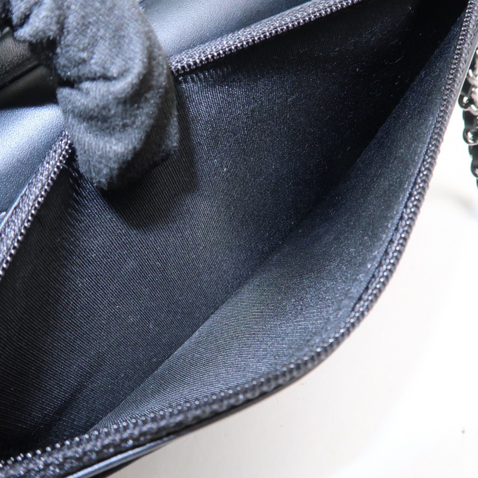 CHANEL COCO Mark Patent Leather Chain Wallet Shoulder Bag Black