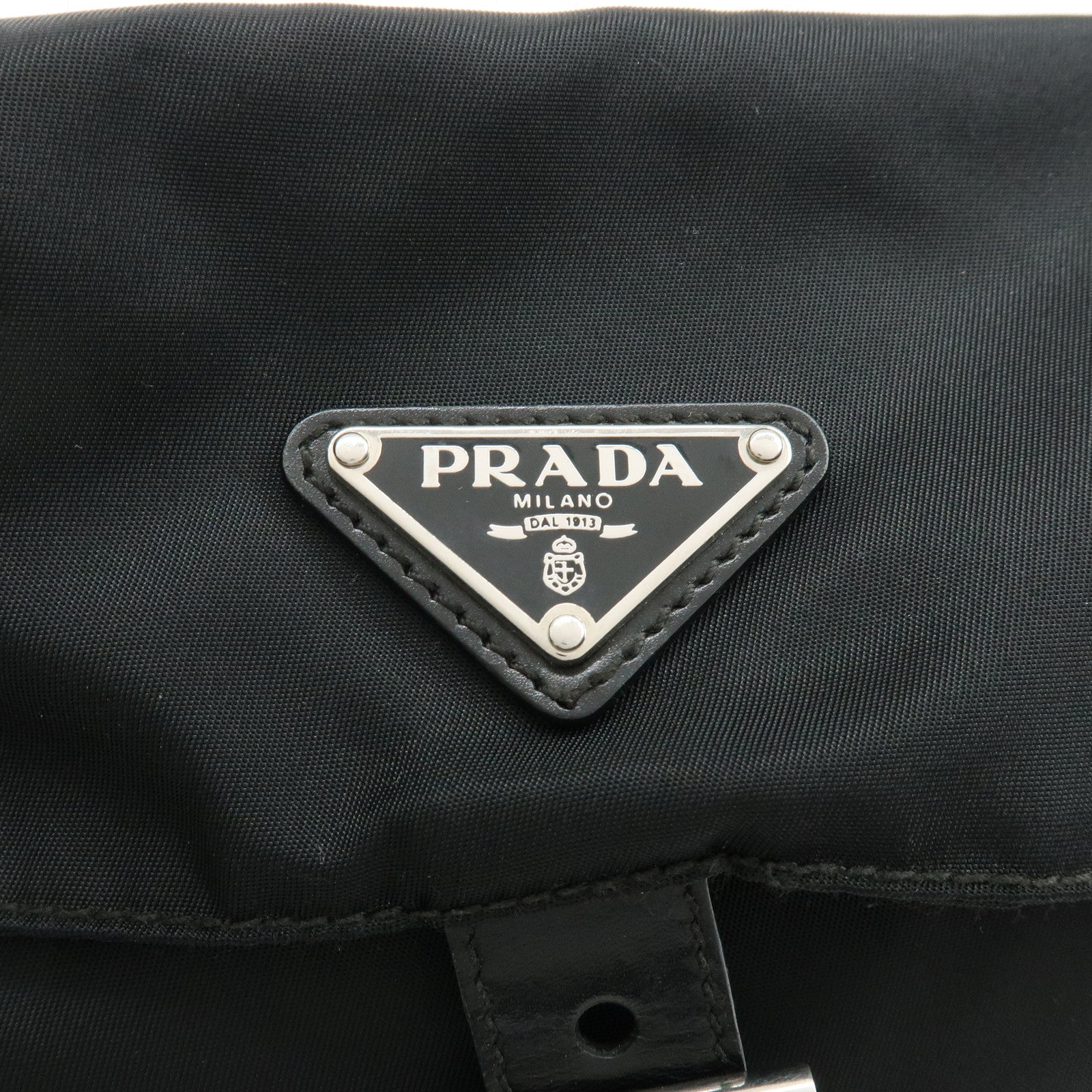 PRADA Triangle Logo Nylon Shoulder Bag Crossbody Bag Black