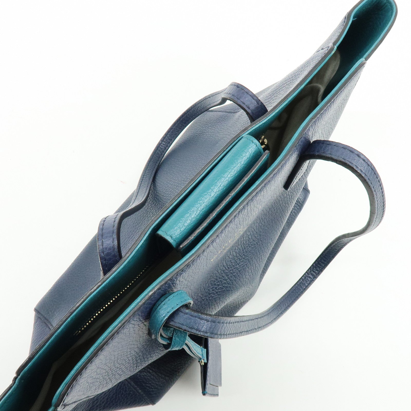 GUCCI Swing Interlocking G Calf Leather Tote Hand Bag Navy 354408