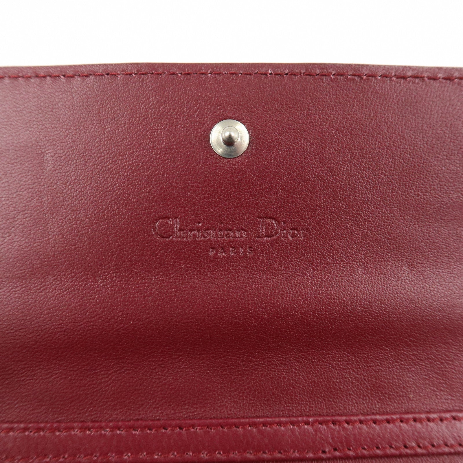 Christian Dior Lady Dior Cannage Patent Leather Chain Wallet Bordeaux Used