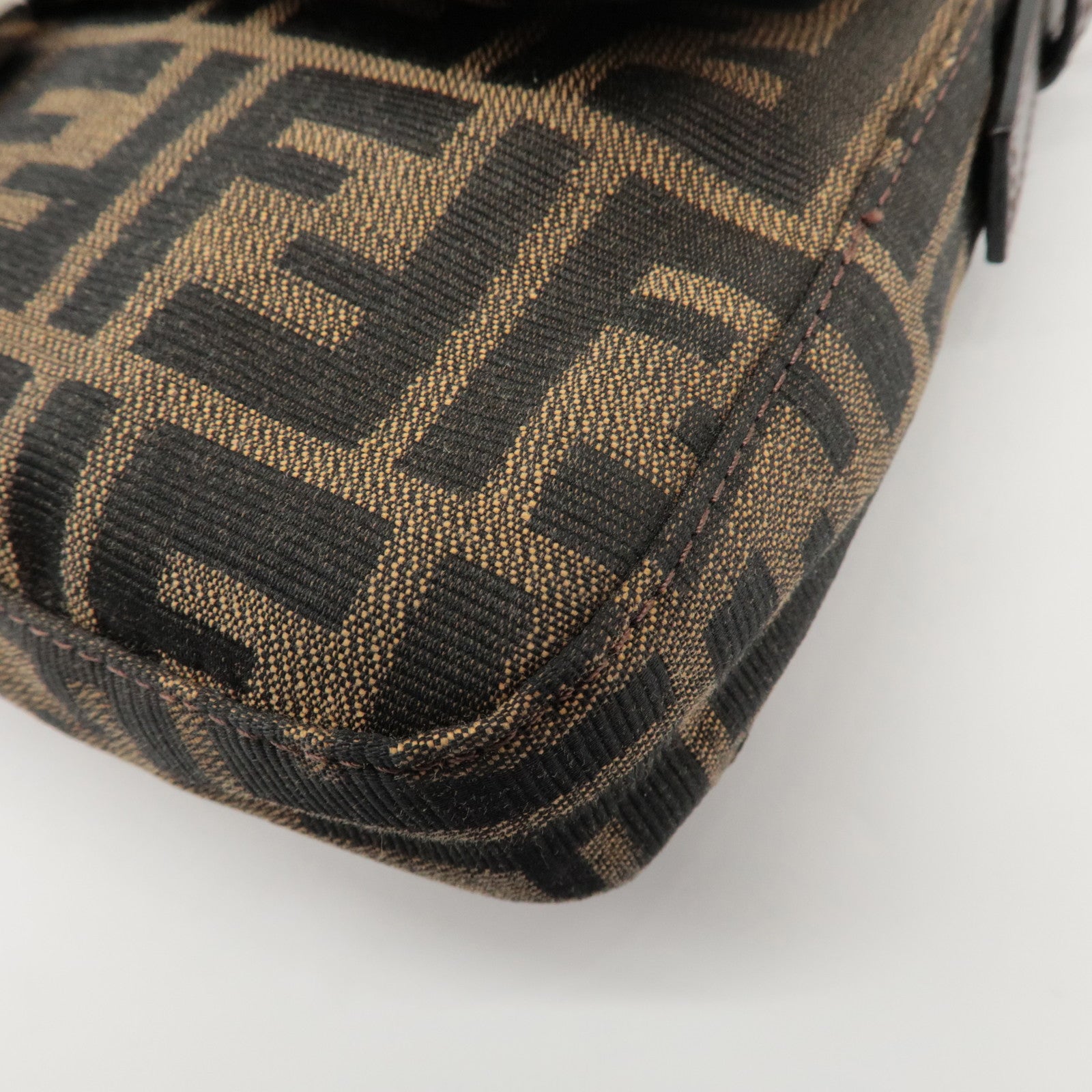 FENDI Mamma Baguette Zucca Canvas Leather Shoulder Bag 26424 Used