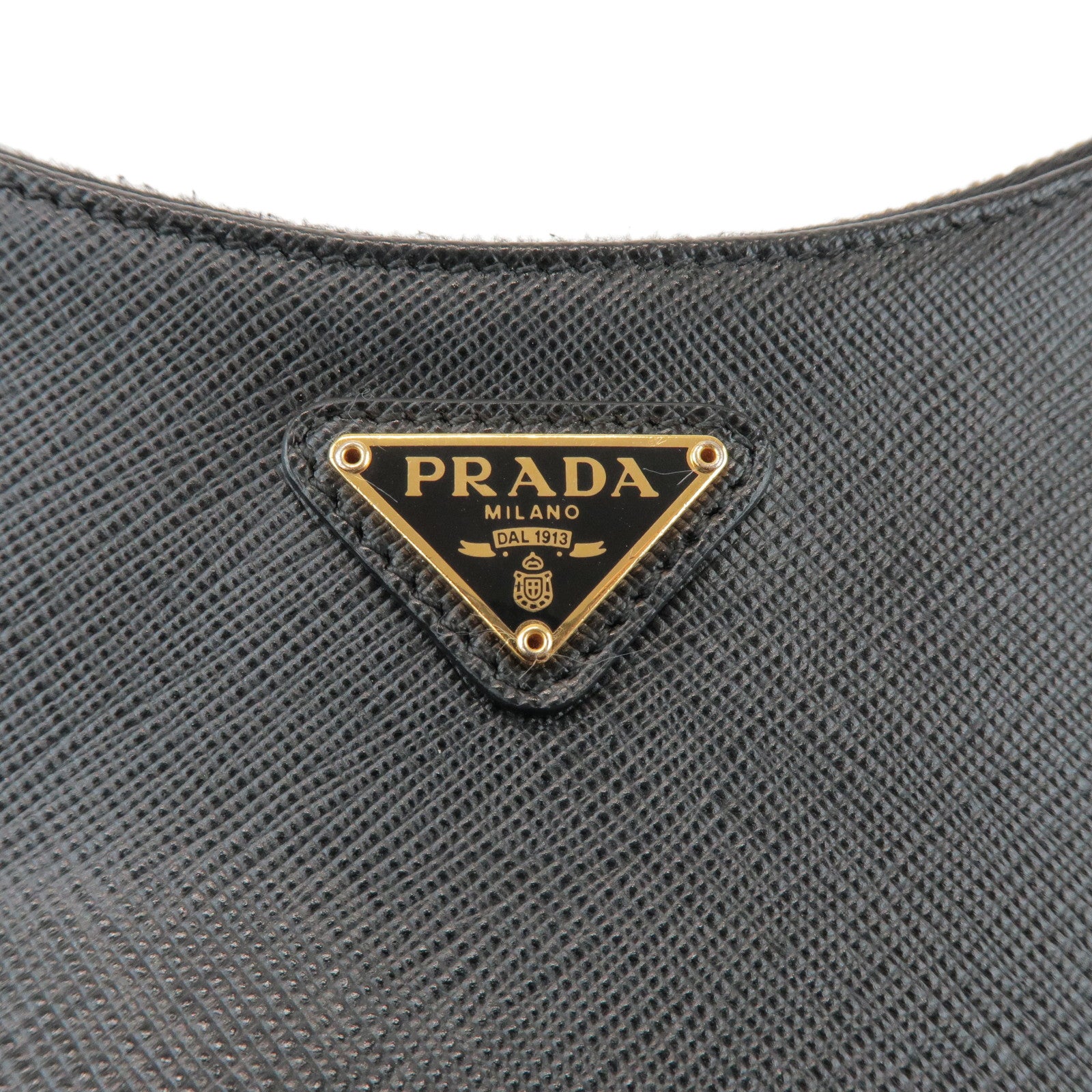 PRADA Triangle Logo Saffiano Leather 2Way Shoulder Bag Black 1BH204