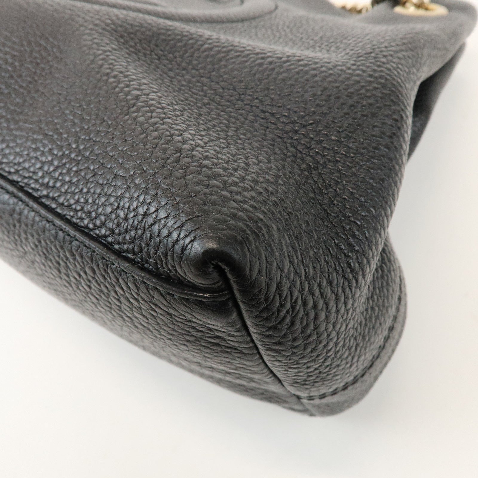 GUCCI SOHO Interlocking G Leather Chain Shoulder Bag Black 308982