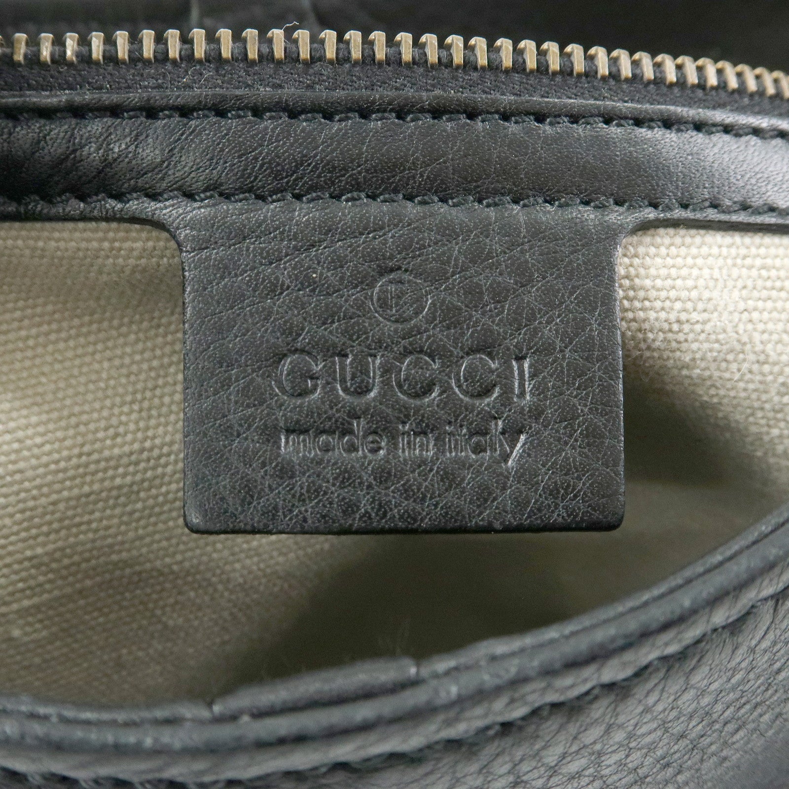 GUCCI Bamboo Leather Bamboo Hand Bag Black 109136