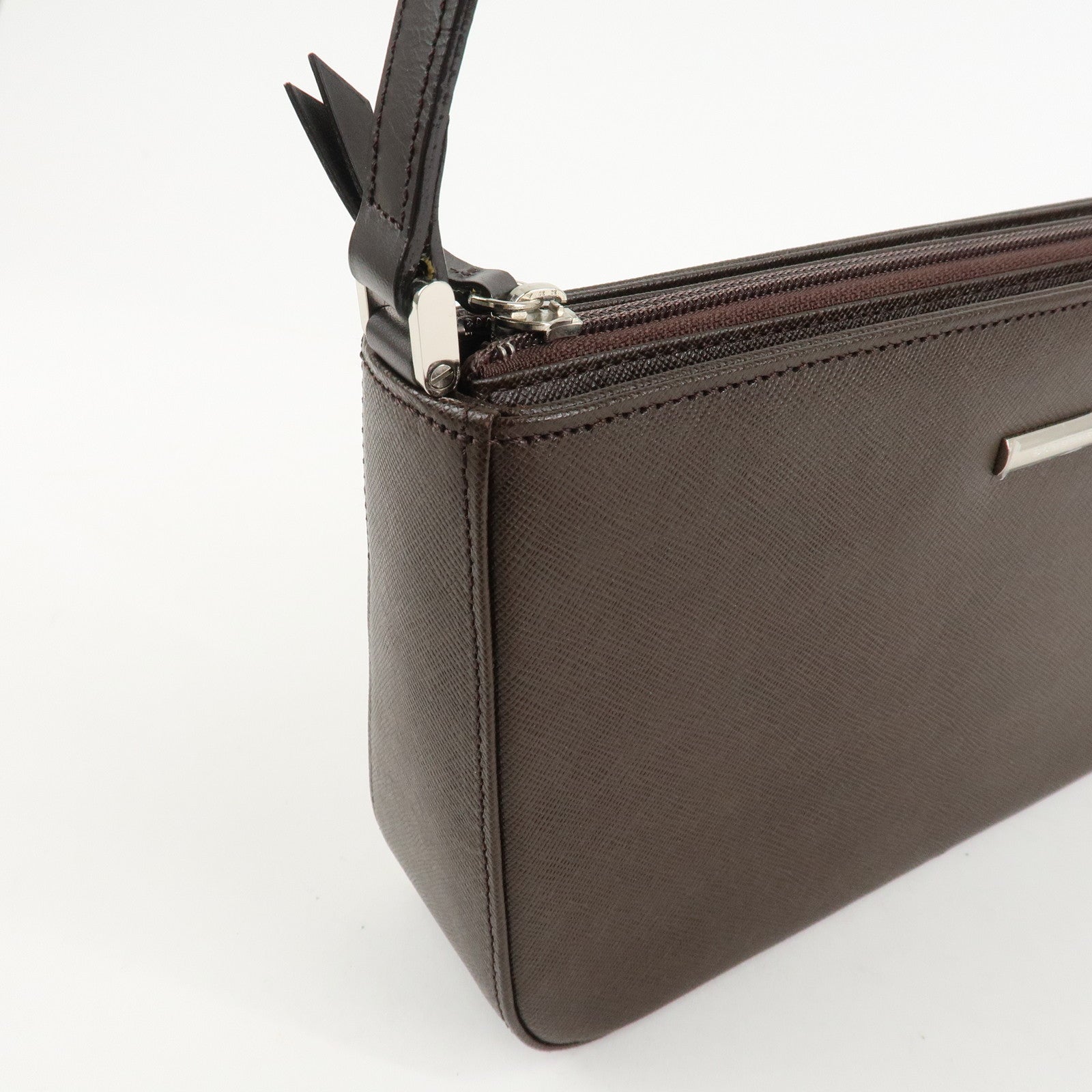 BURBERRY Leather Shoulder Bag Hand Bag Brown Silver HDW Used
