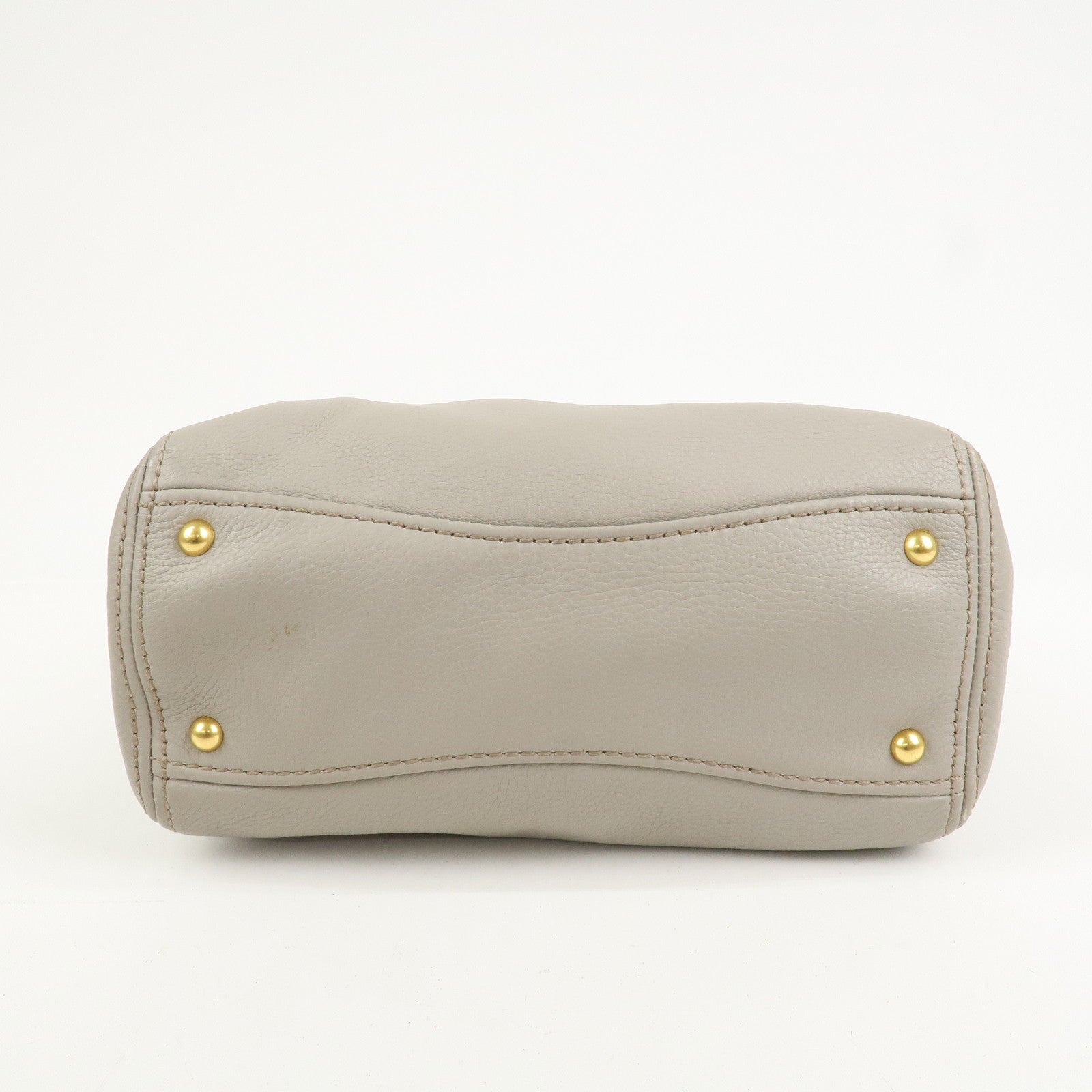 MIU MIU Logo Leather 2Way Bag Hand Bag Shoulder Bag Gray